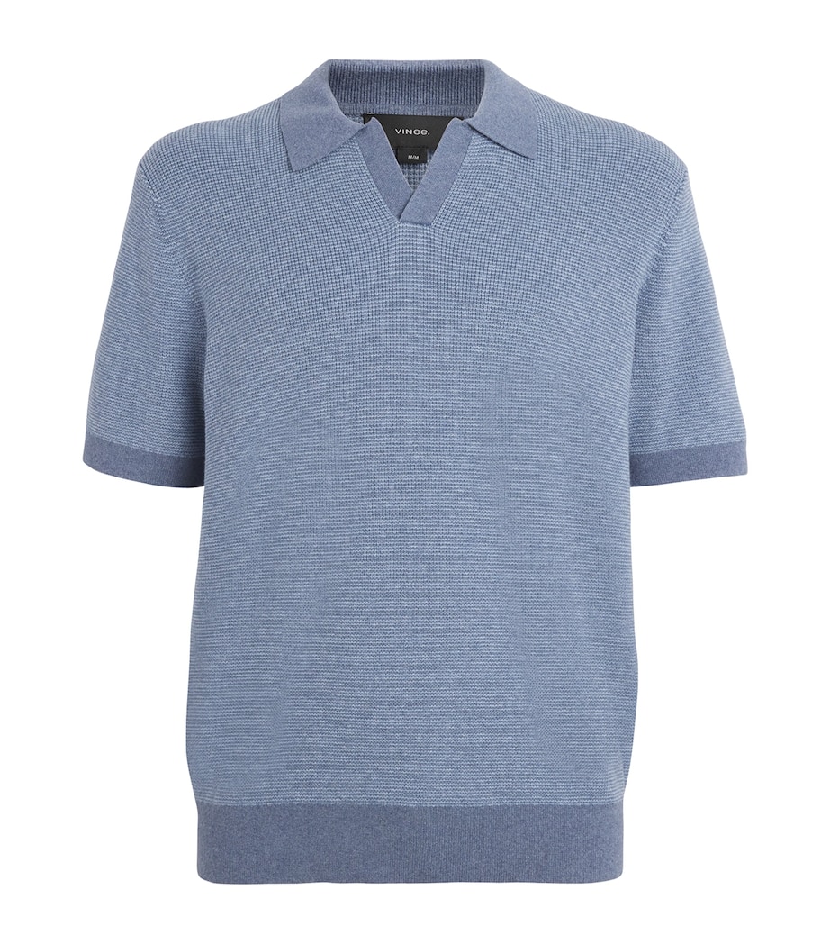 Cotton-Cashmere Johnny-Collar Polo Shirt RIPPLE/RAIN-454LRC Image 1