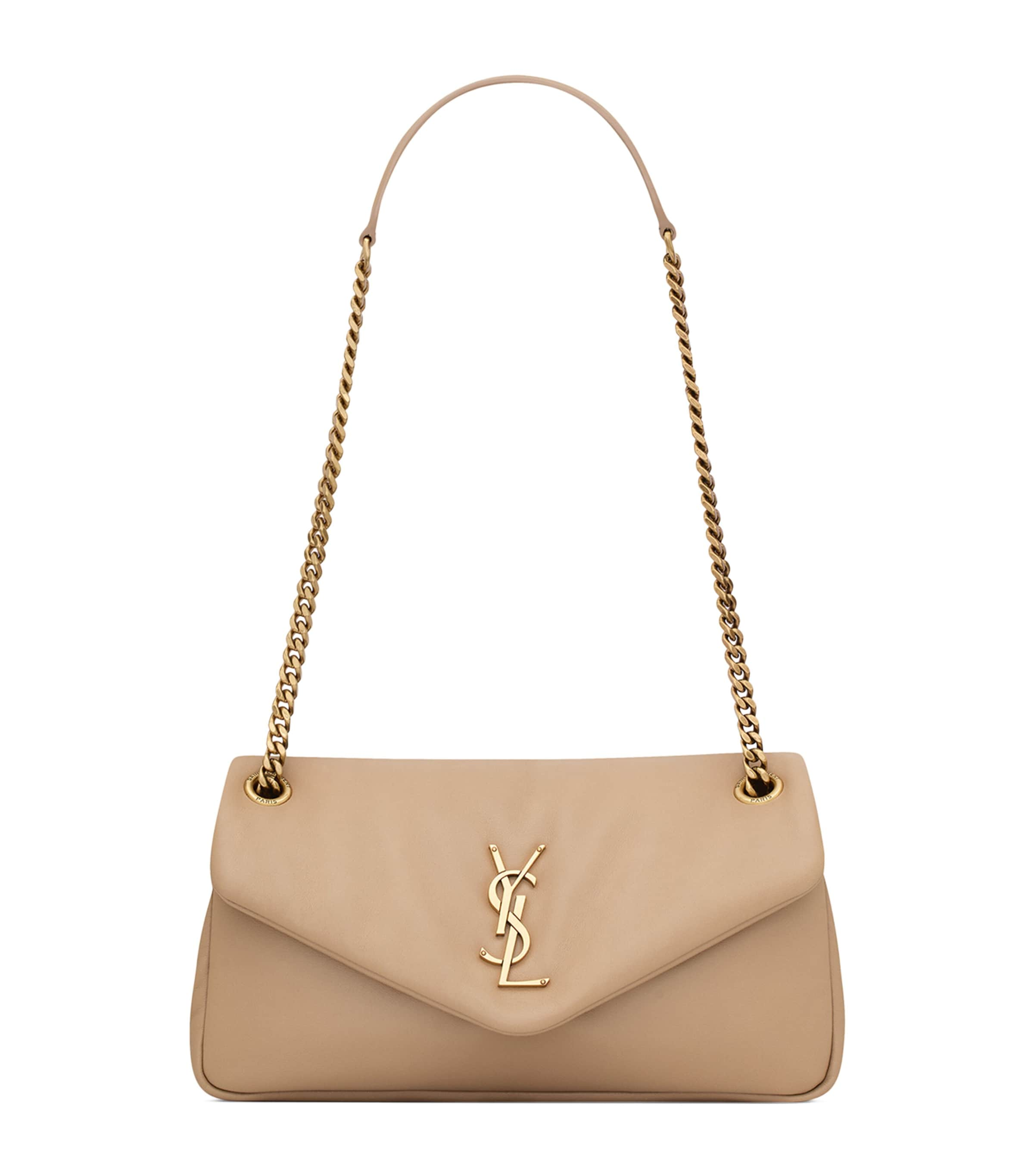 Saint Laurent Small Lambskin Calypso Shoulder Bag In Beige