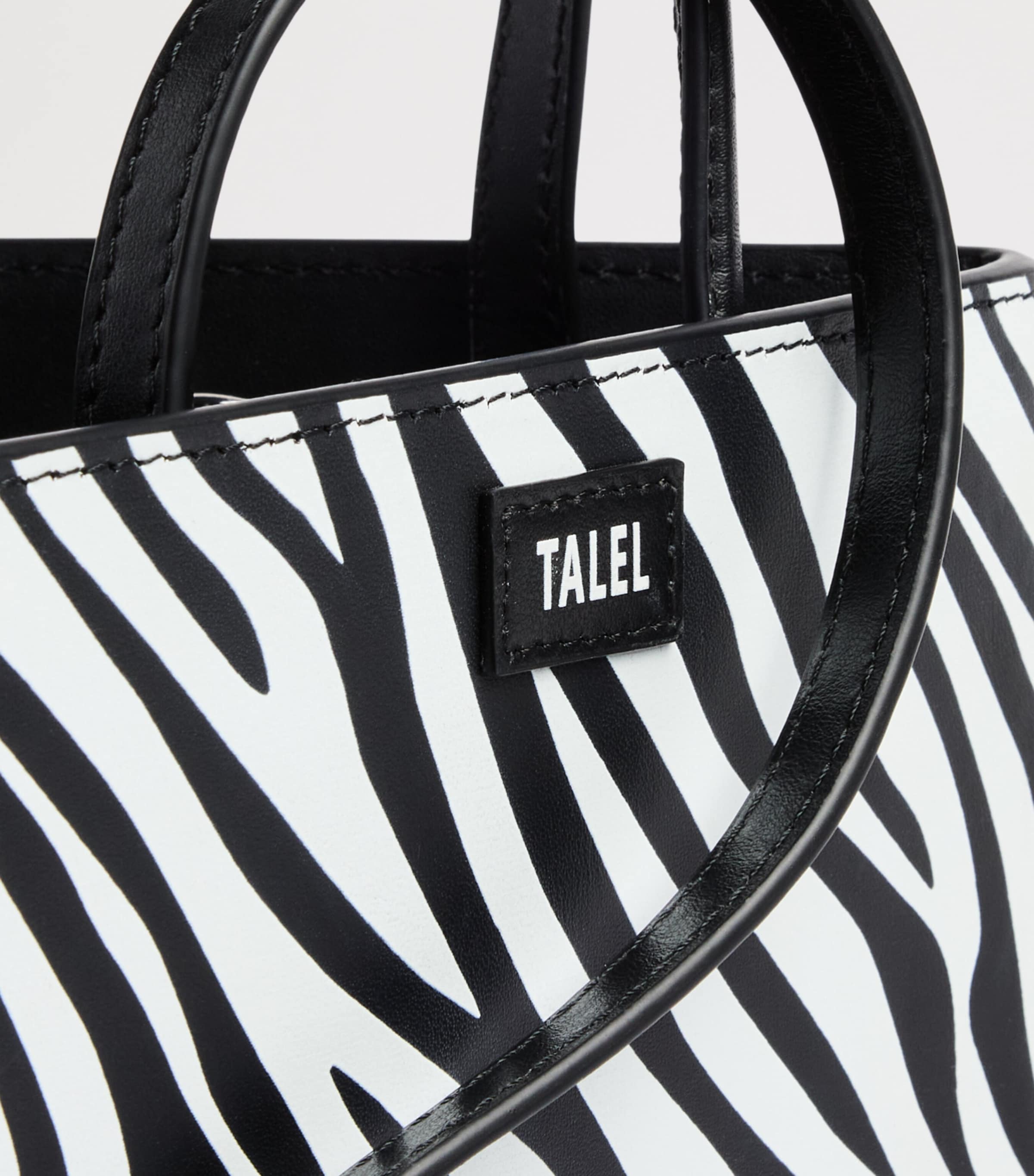 Talel Paris Leather Zebra Triangle Top-Handle Bag Zebra Image 6