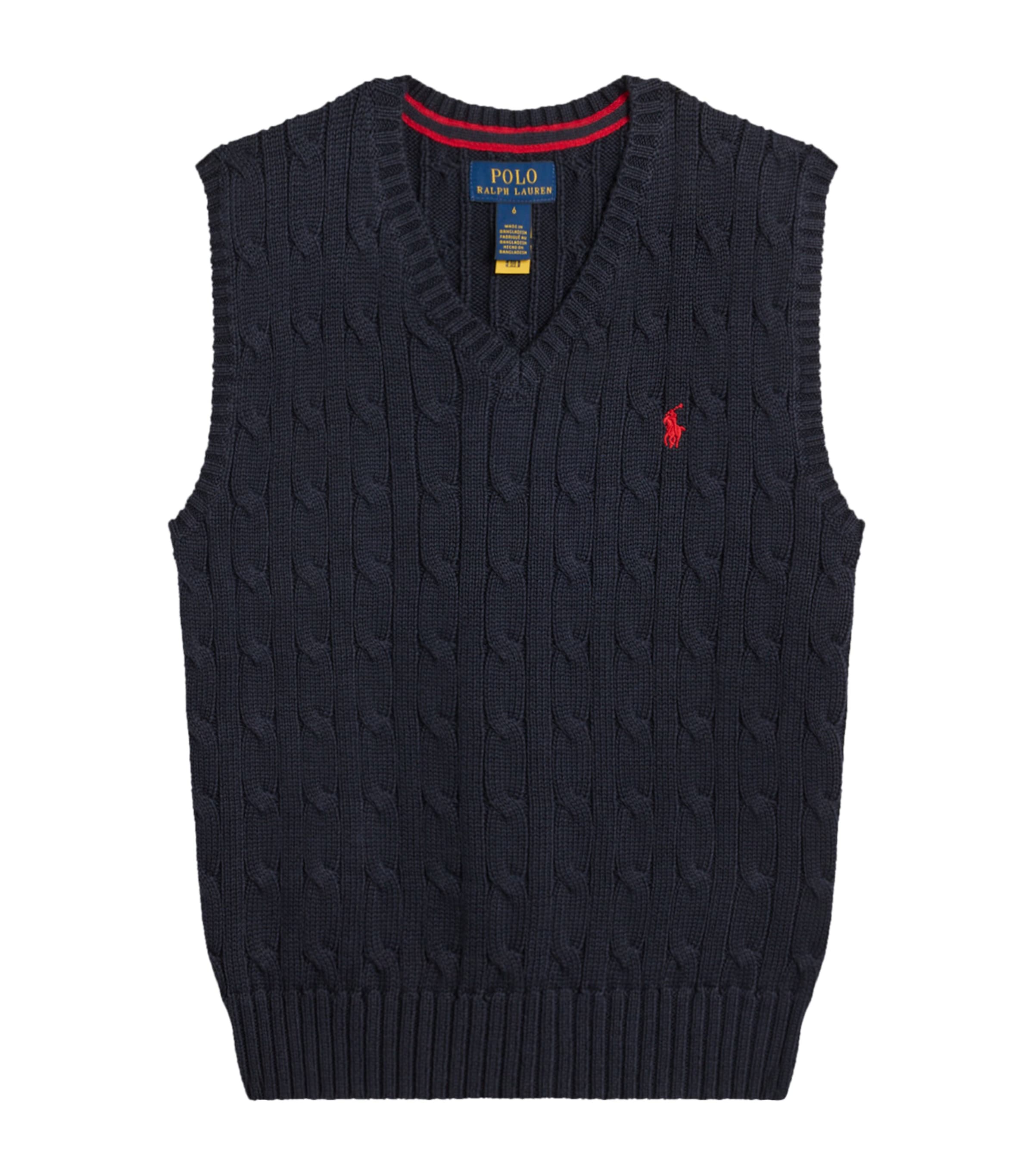 Ralph Lauren Cotton Cable-knit Polo Pony Sweater Vest In Blue