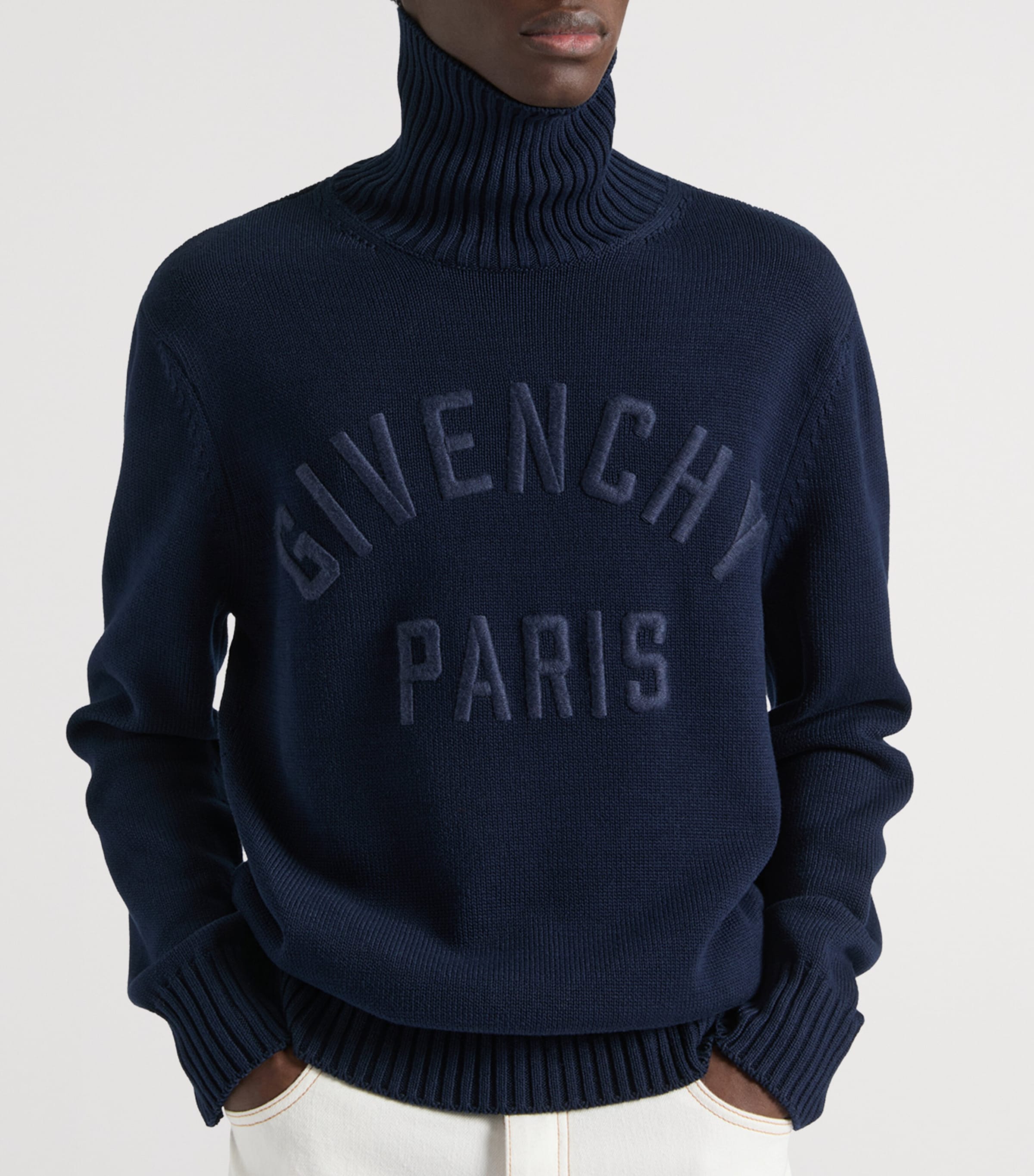 Cotton Logo Roll-Neck Sweater DARK NAVY Image 3