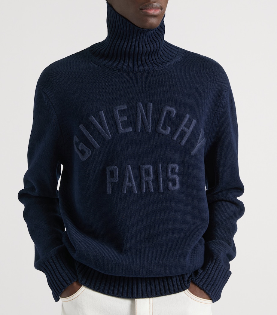 Cotton Logo Roll-Neck Sweater DARK NAVY Image 3