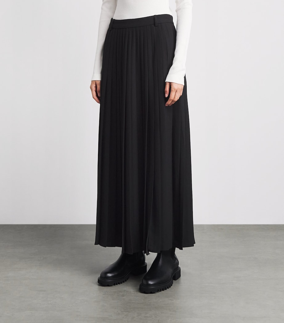 ME+EM Womens Crepe Slit Pleated Maxi Skirt Black Image 4