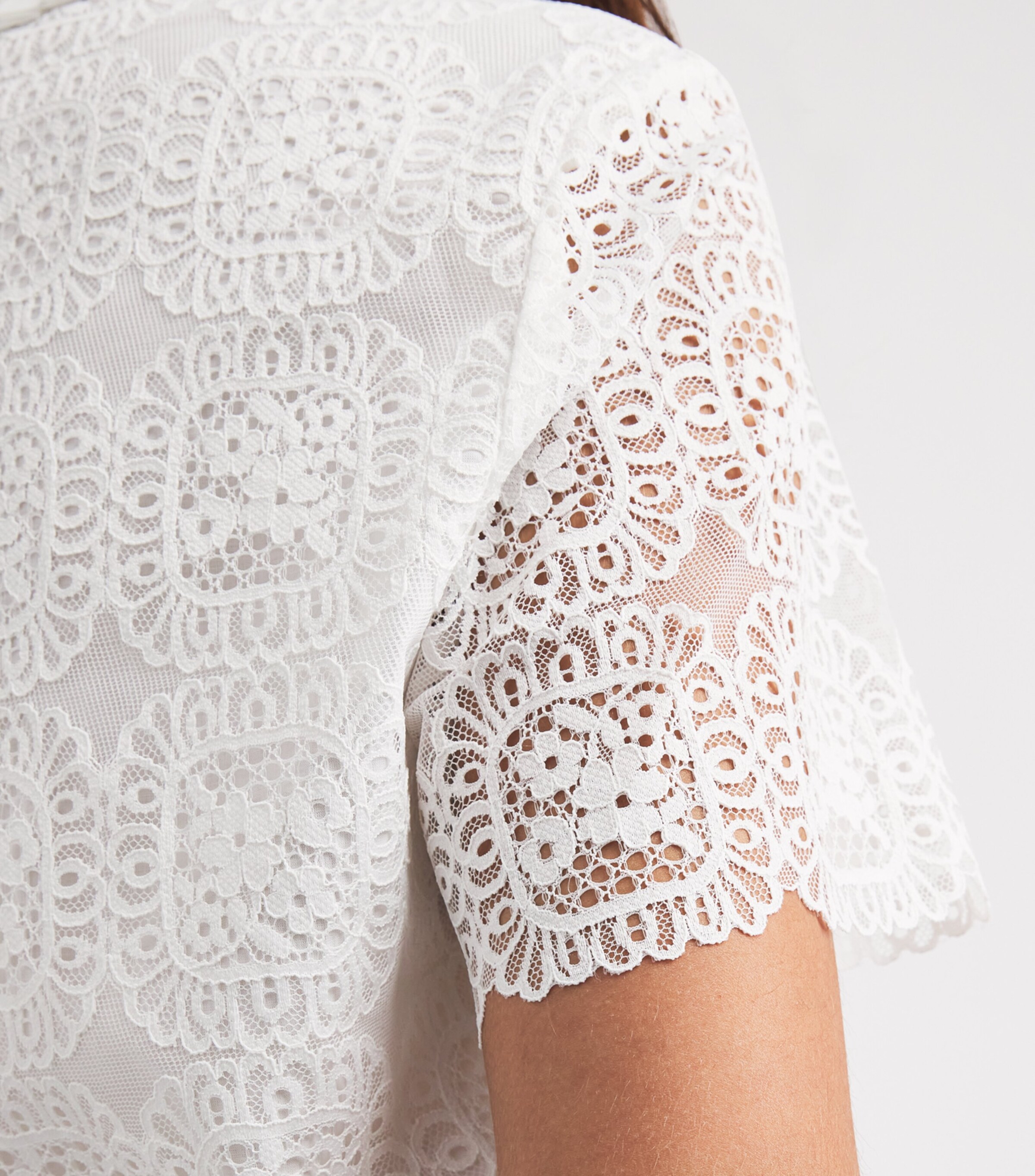 Claudie Pierlot Womens Lace Cropped Shirt White Image 3