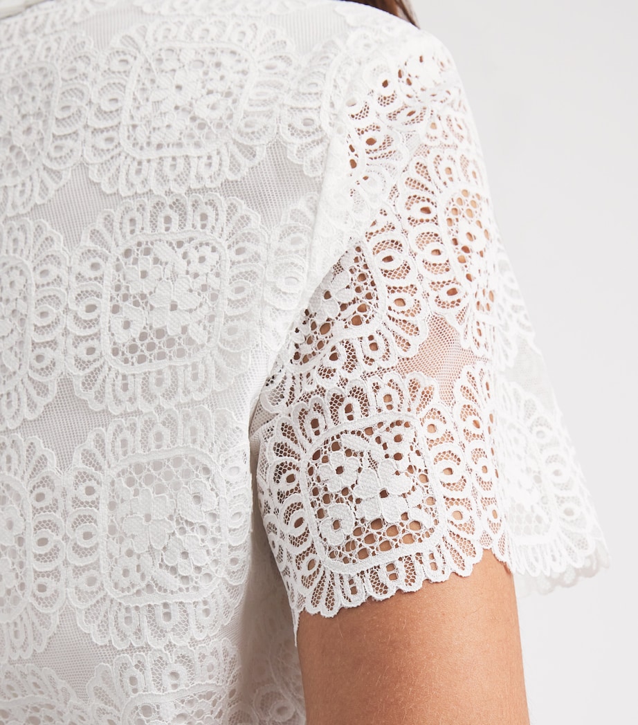 Claudie Pierlot Womens Lace Cropped Shirt White Image 3
