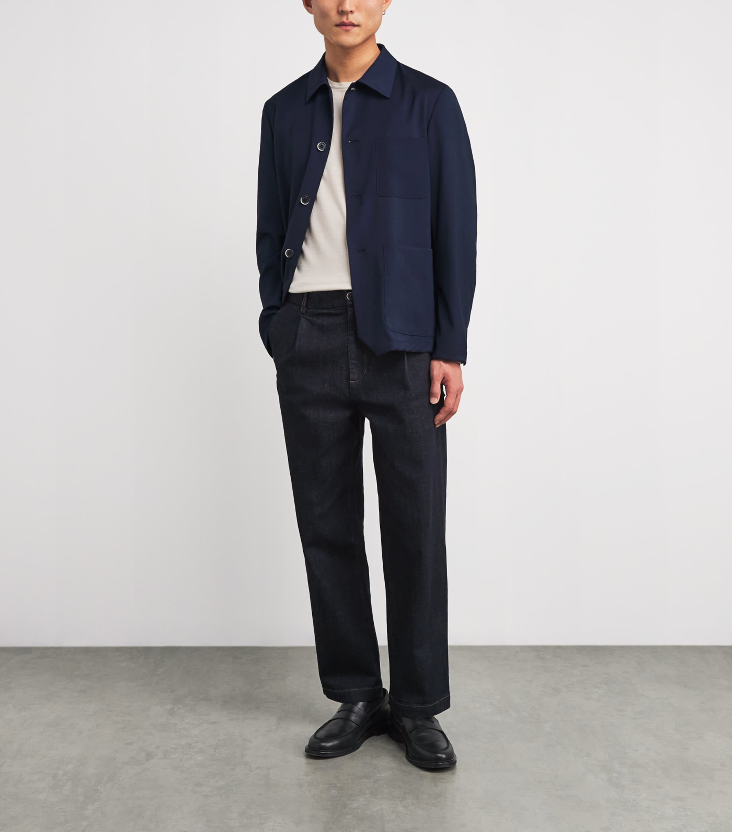 Tropical Virgin Wool Overshirt 170 NAVY Image 2