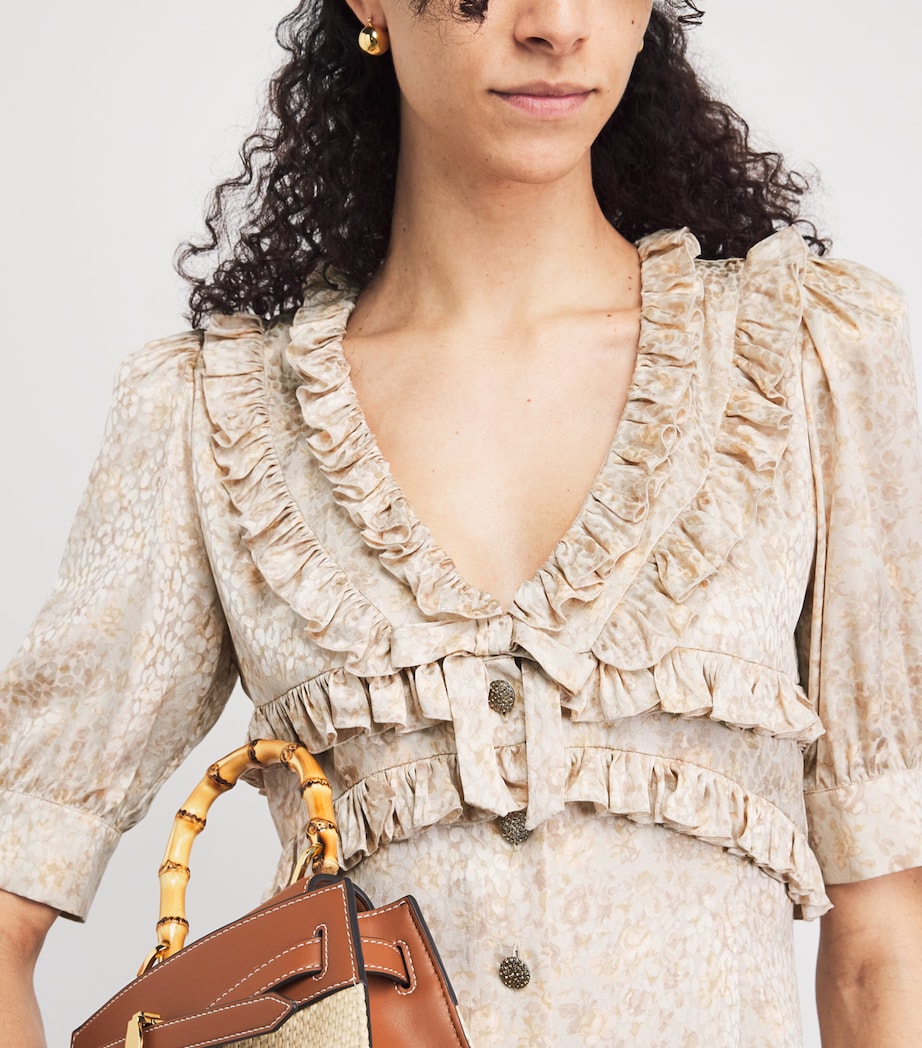 Alessandra Rich Womens Silk Jacquard Mini Dress Cream Image 3
