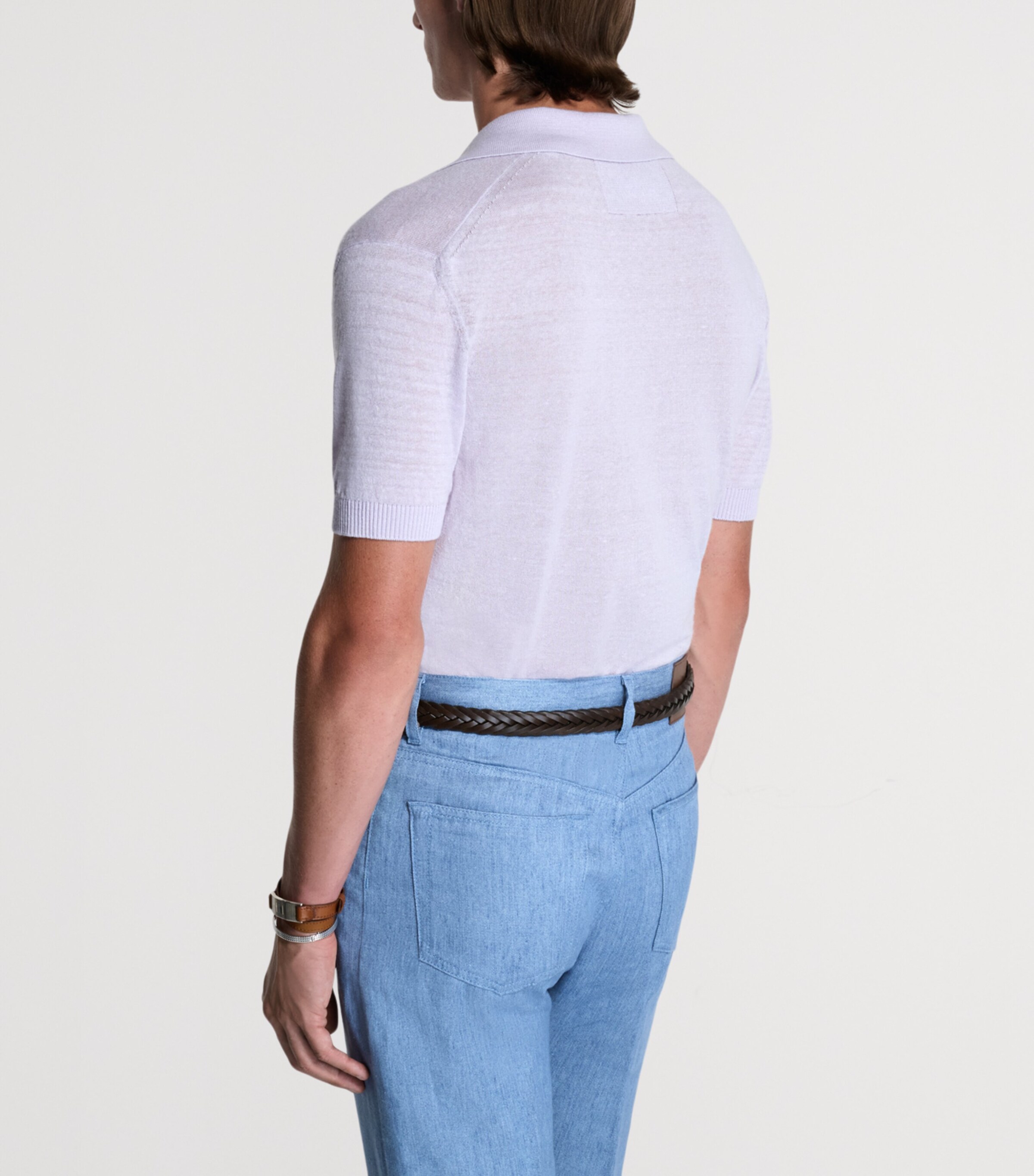 Dunhill Mens Linen-Cashmere Polo Shirt Image 3