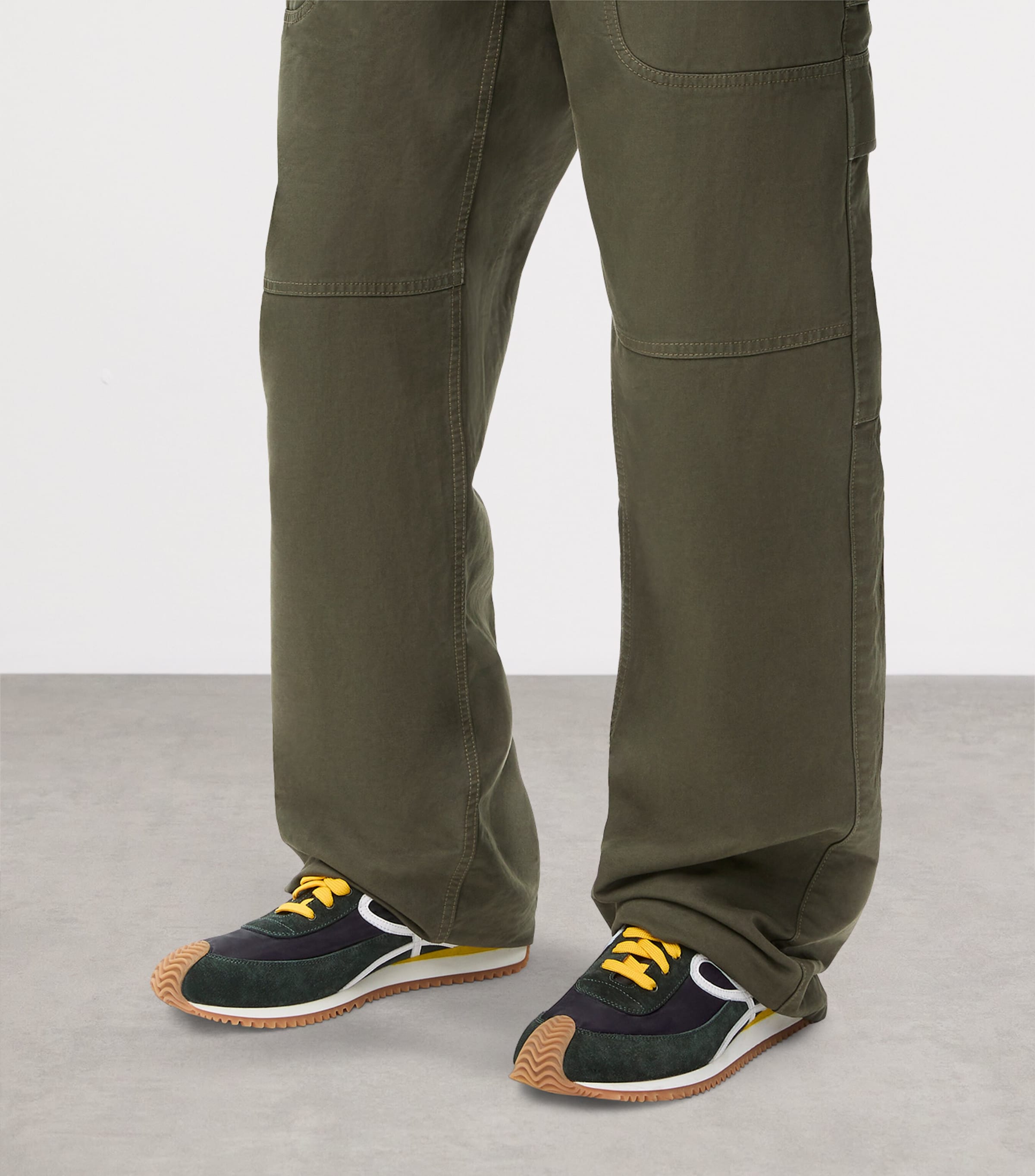 Calfskin Flow Runner Sneakers BLACK/WHITE/KHAKI Image 2