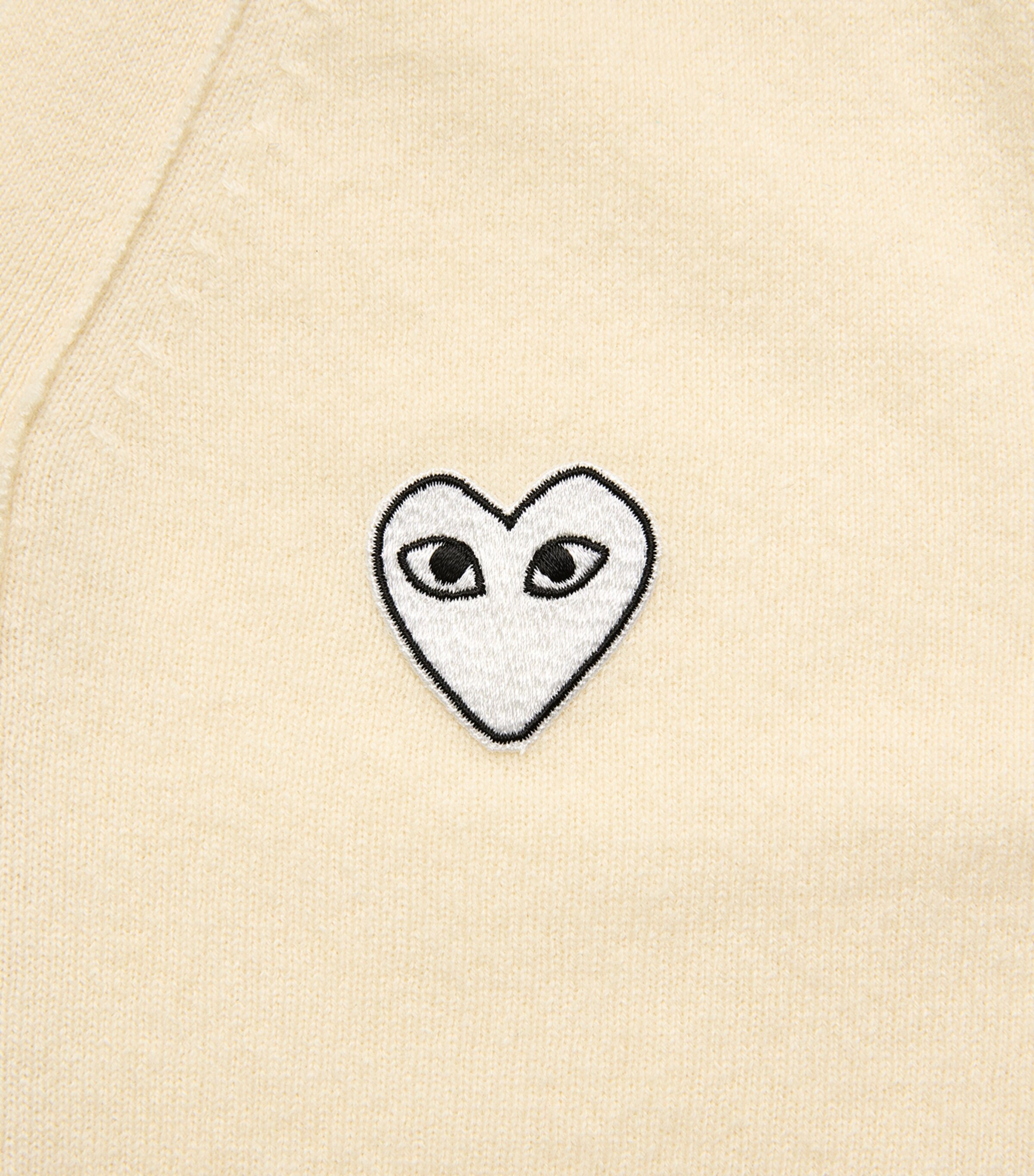 Comme Des Garçons Play Mens Wool Heart Cardigan Ivory Image 6