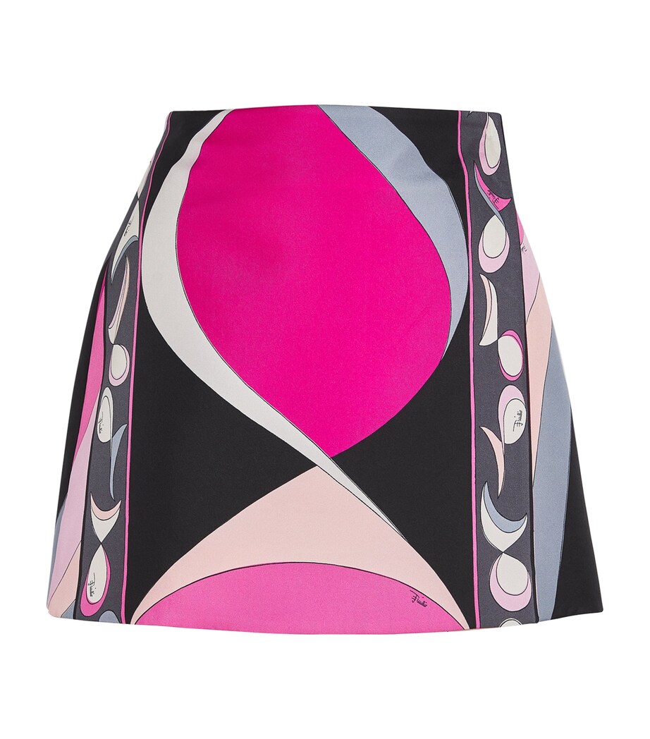 PUCCI Womens Silk Pesci Print Mini Skirt Nero/fuxia Image 1