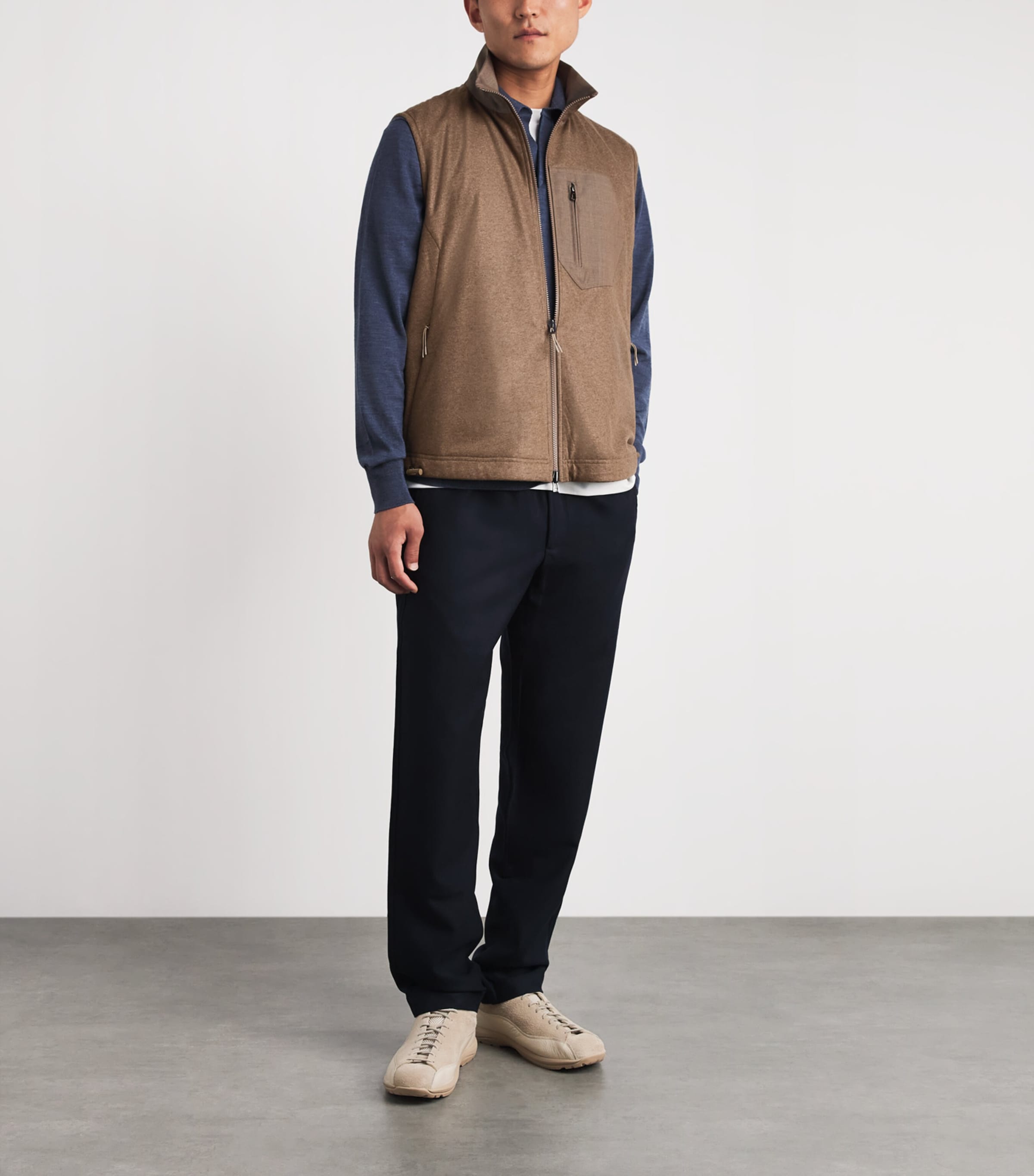 Sease Mens Virgin Wool-Cashmere Explorer Gilet Hazelnut Image 2