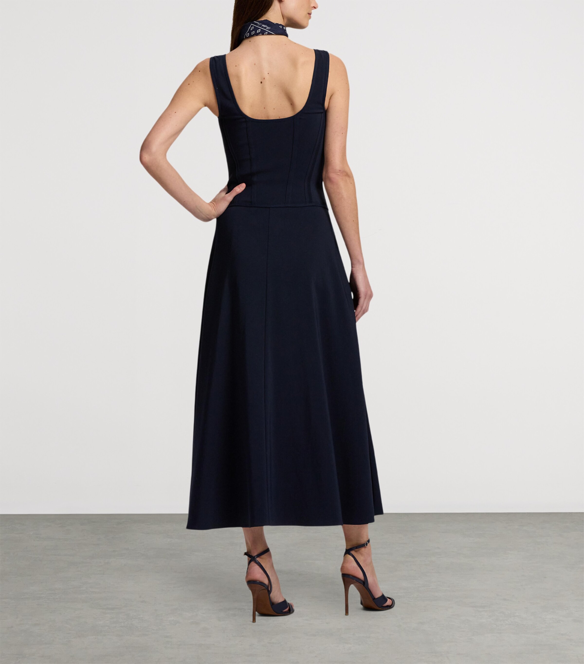 Ralph Lauren Collection Womens Sophee A-Line Midi Dress Navy Image 7