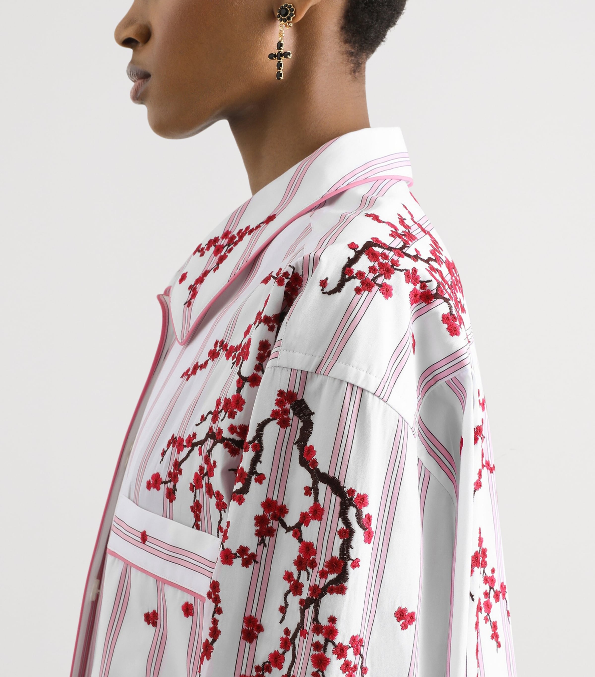 Dolce&Gabbana Womens Cotton-Silk Stripe Embroidered Shirt Embr Image 5