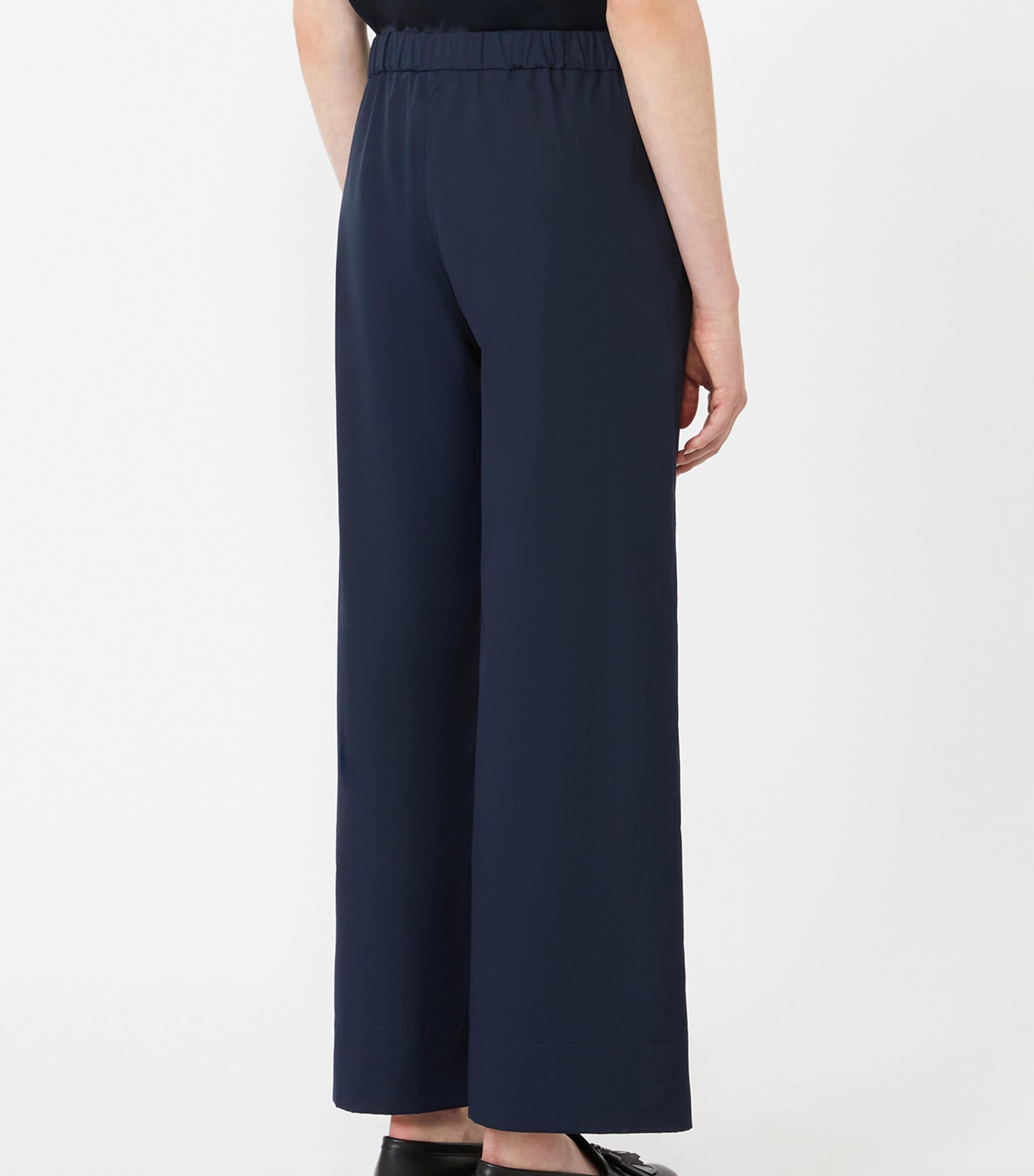 Max Mara Womens Cotton Argento Wide-Leg Trousers Midnightblue Image 3