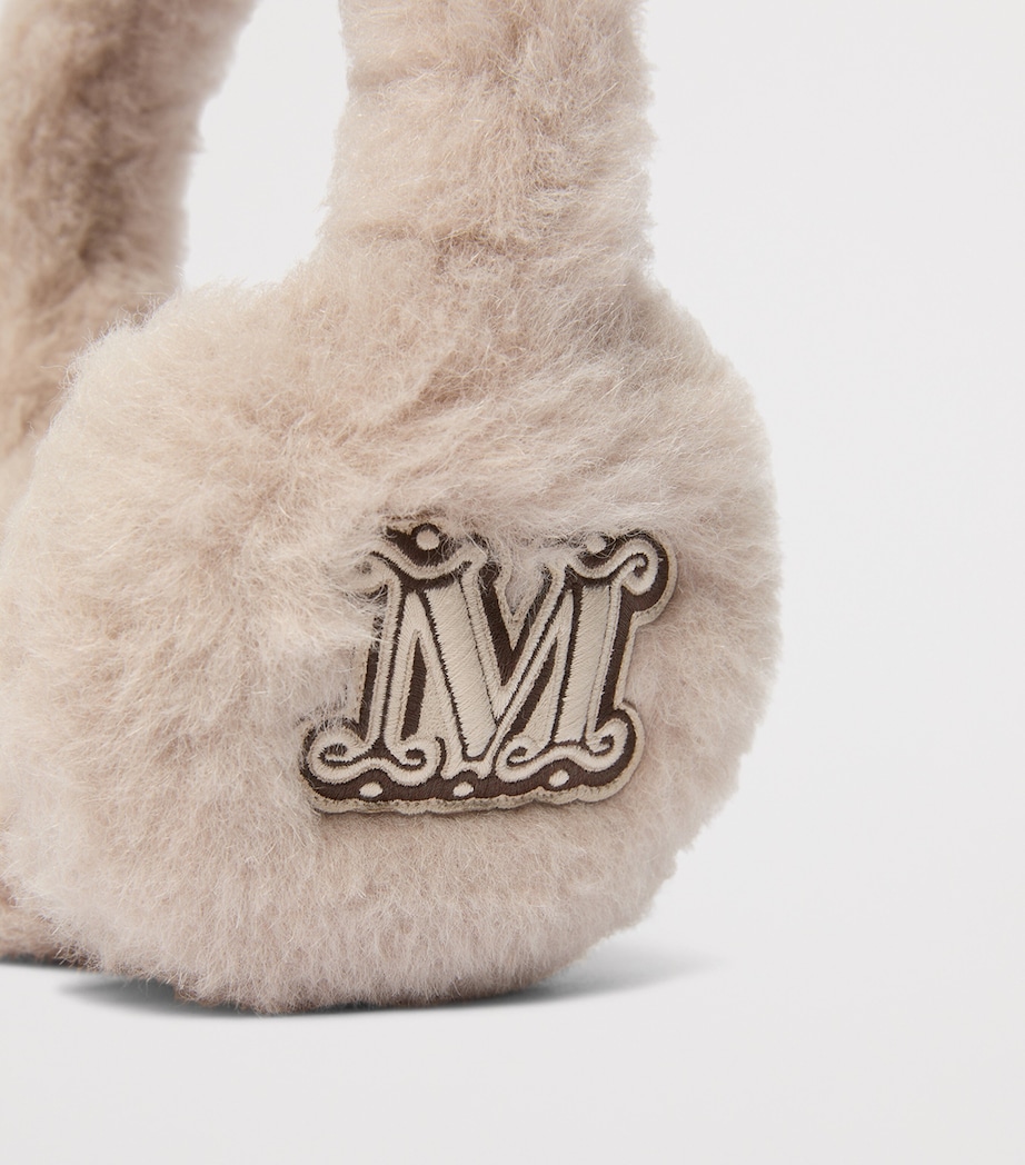 Max Mara Camel Wool-Silk Monogram Earmuffs Beige Image 3