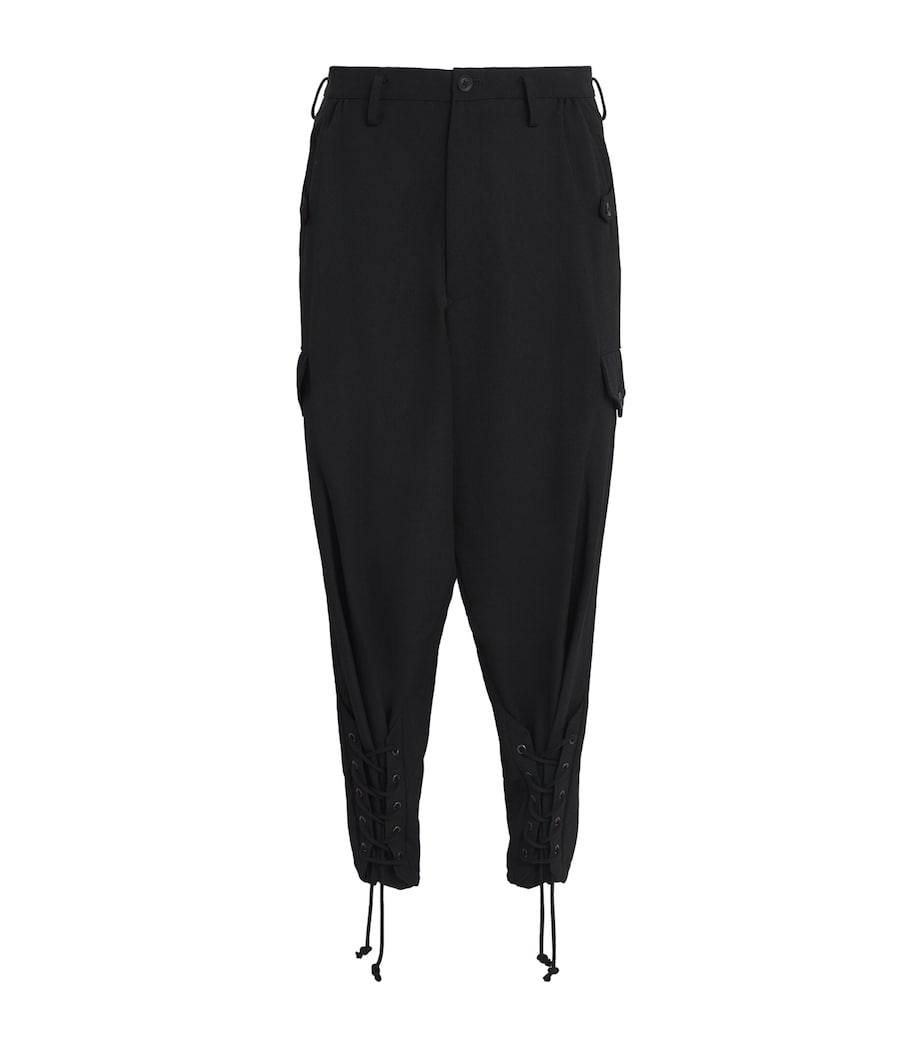 Yohji Yamamoto Mens Wool Gabardine Trousers Black Image 1