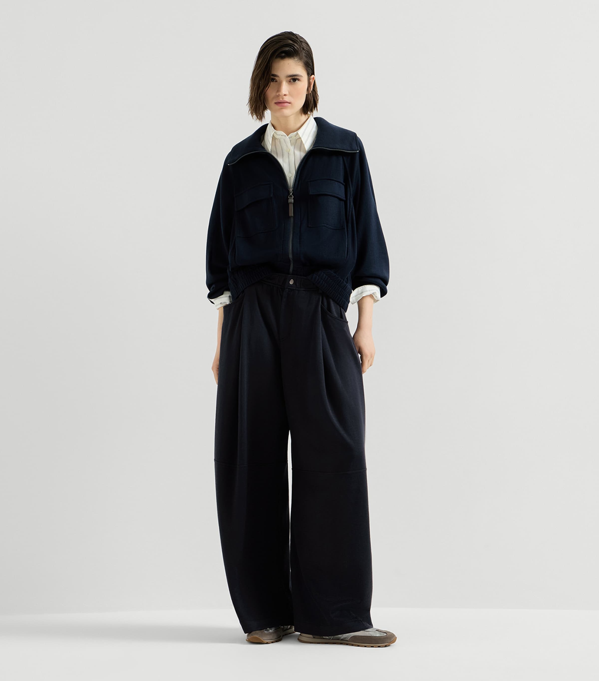Brunello Cucinelli Womens Cotton-Silk Interlock Track Pants Image 4