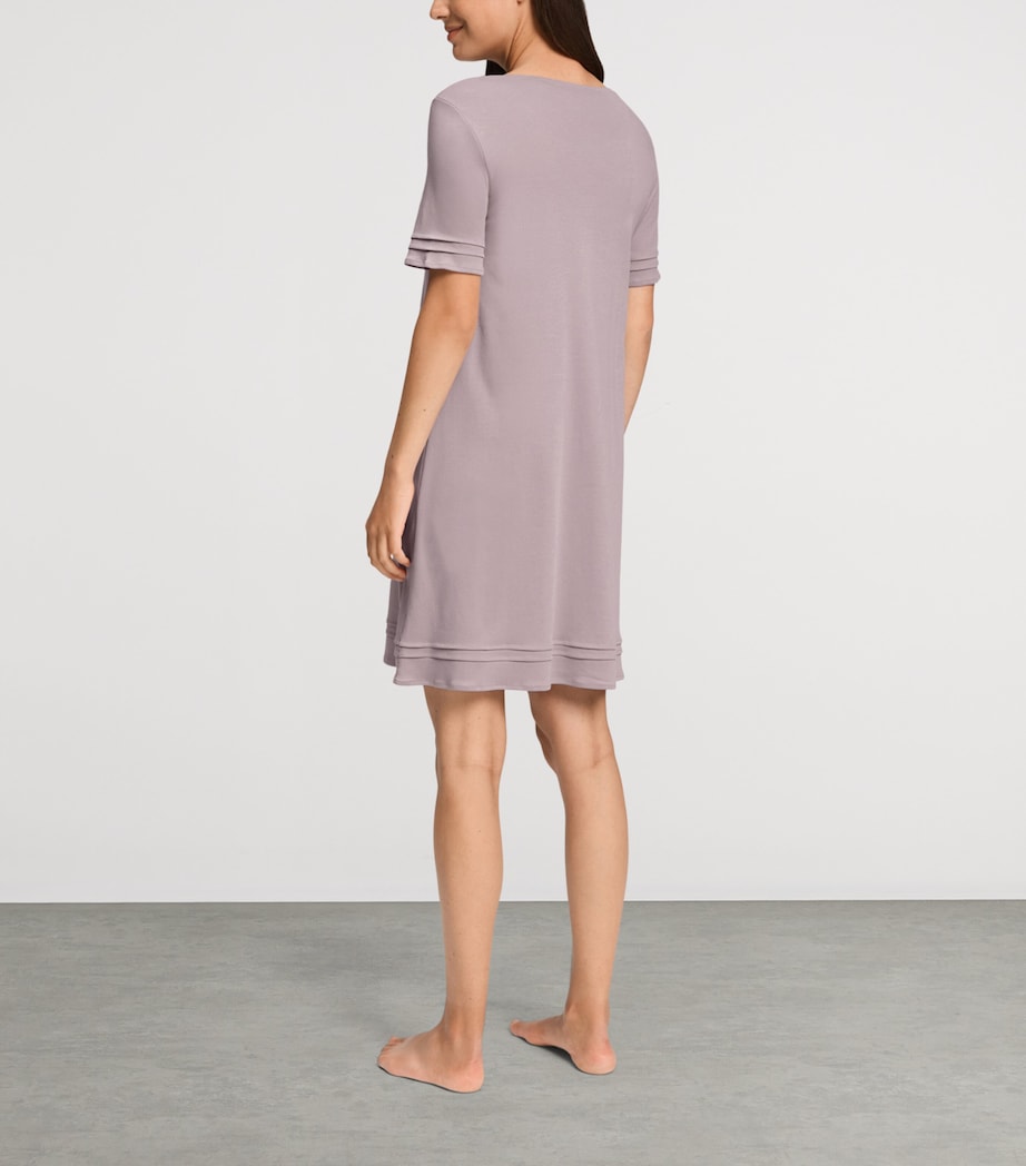 Hanro Womens Cotton Pilar Nightdress Stormy Rose Image 4