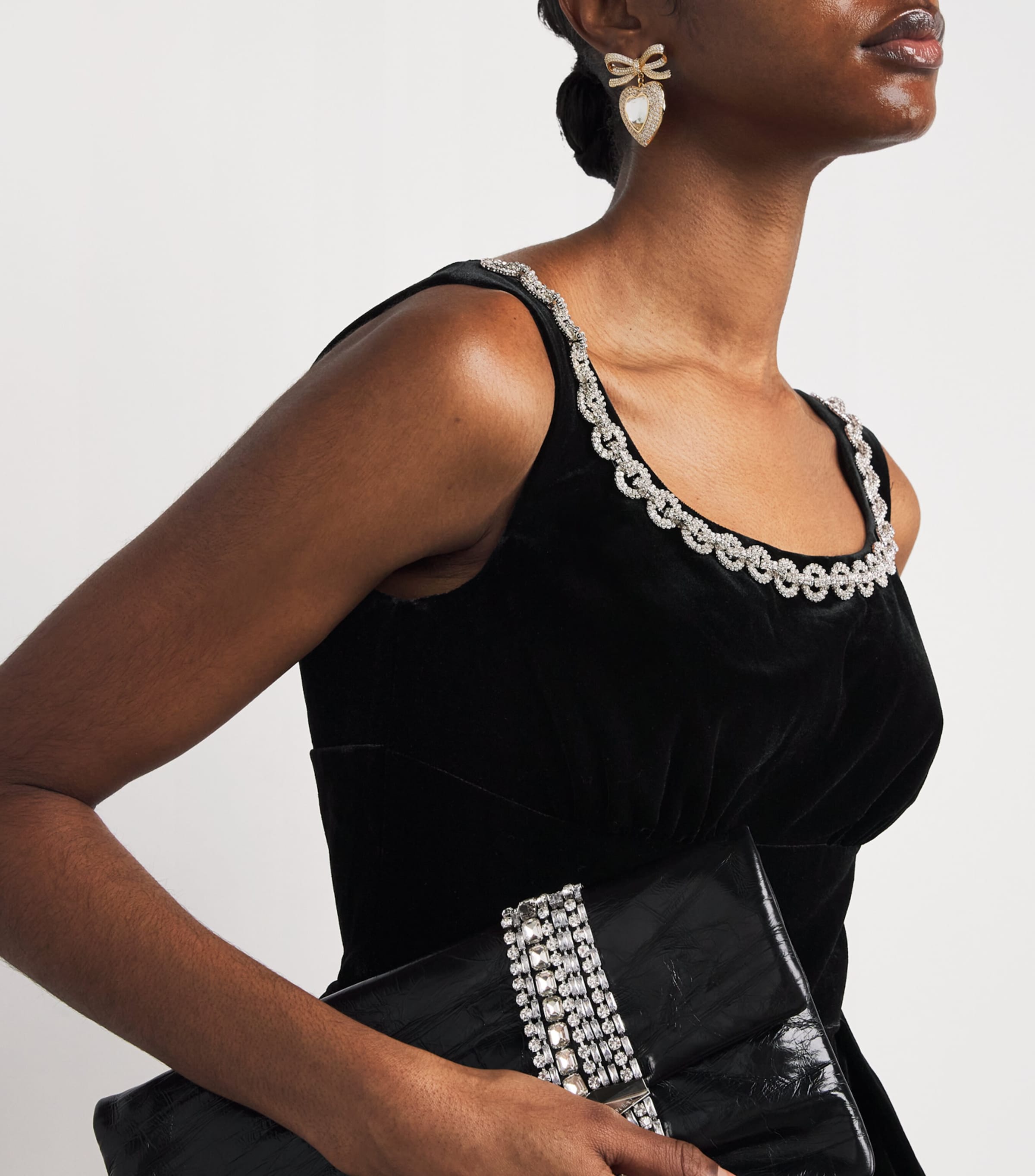 Velvet Embellished Mini Dress BLACK Image 6