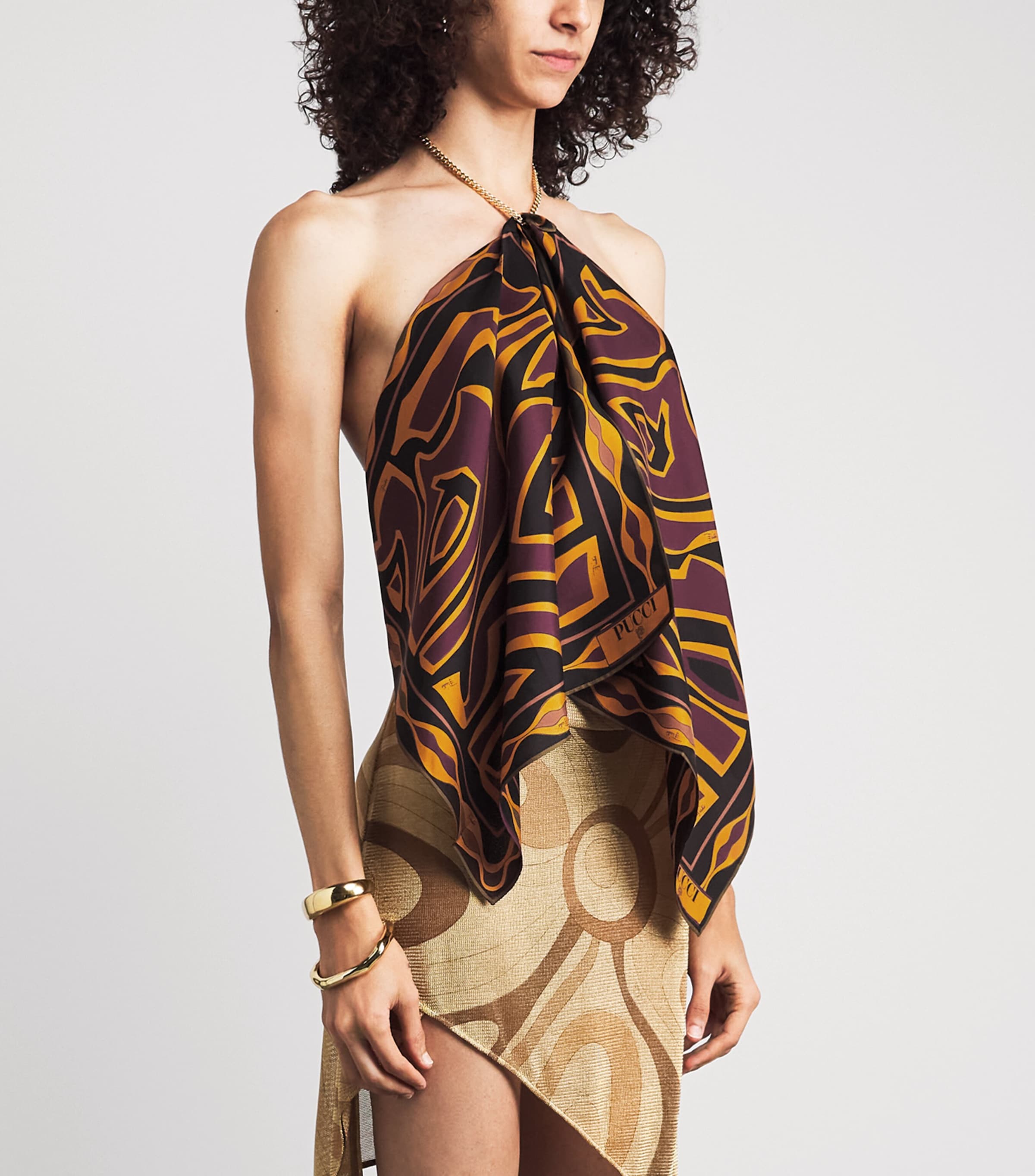 PUCCI Womens Silk Labirinto Print Chain Blouse Bordeaux/gold Image 4
