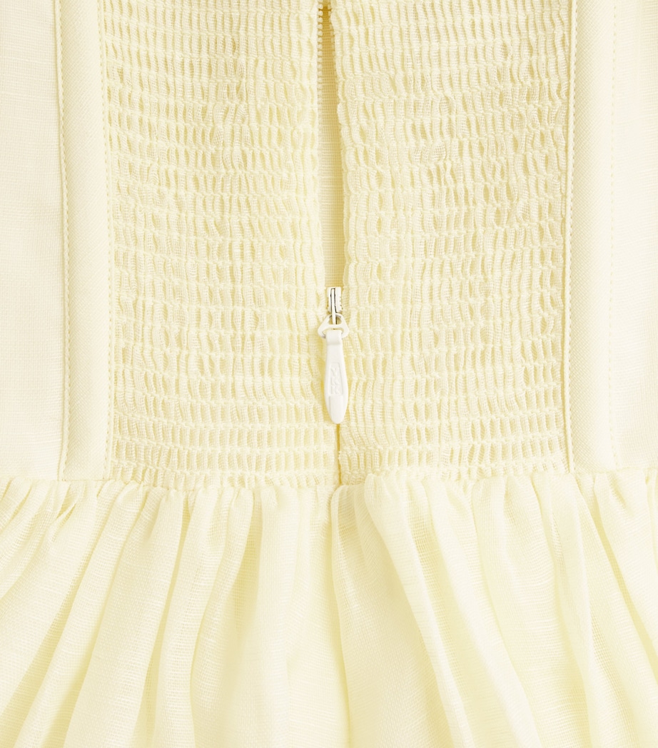 Zimmermann Womens Linen-Silk Belted Midi Dress Lemon Image 6