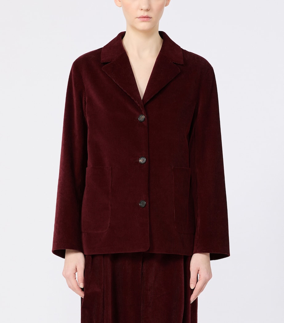 Max Mara Womens Corduroy Cotton Jacket Bordeaux Image 2