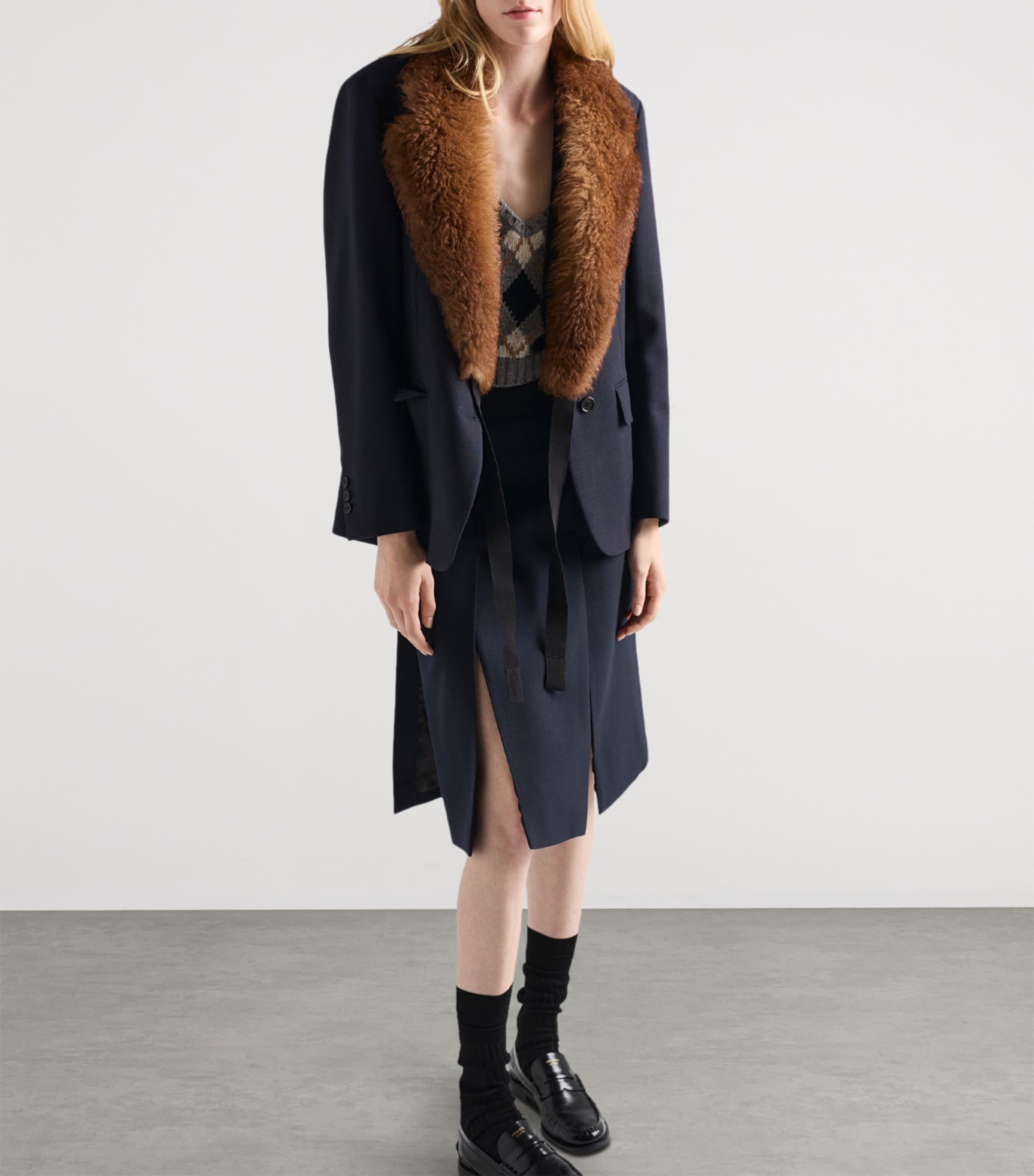 Wool Single-Breasted Blazer F0008 Image 6