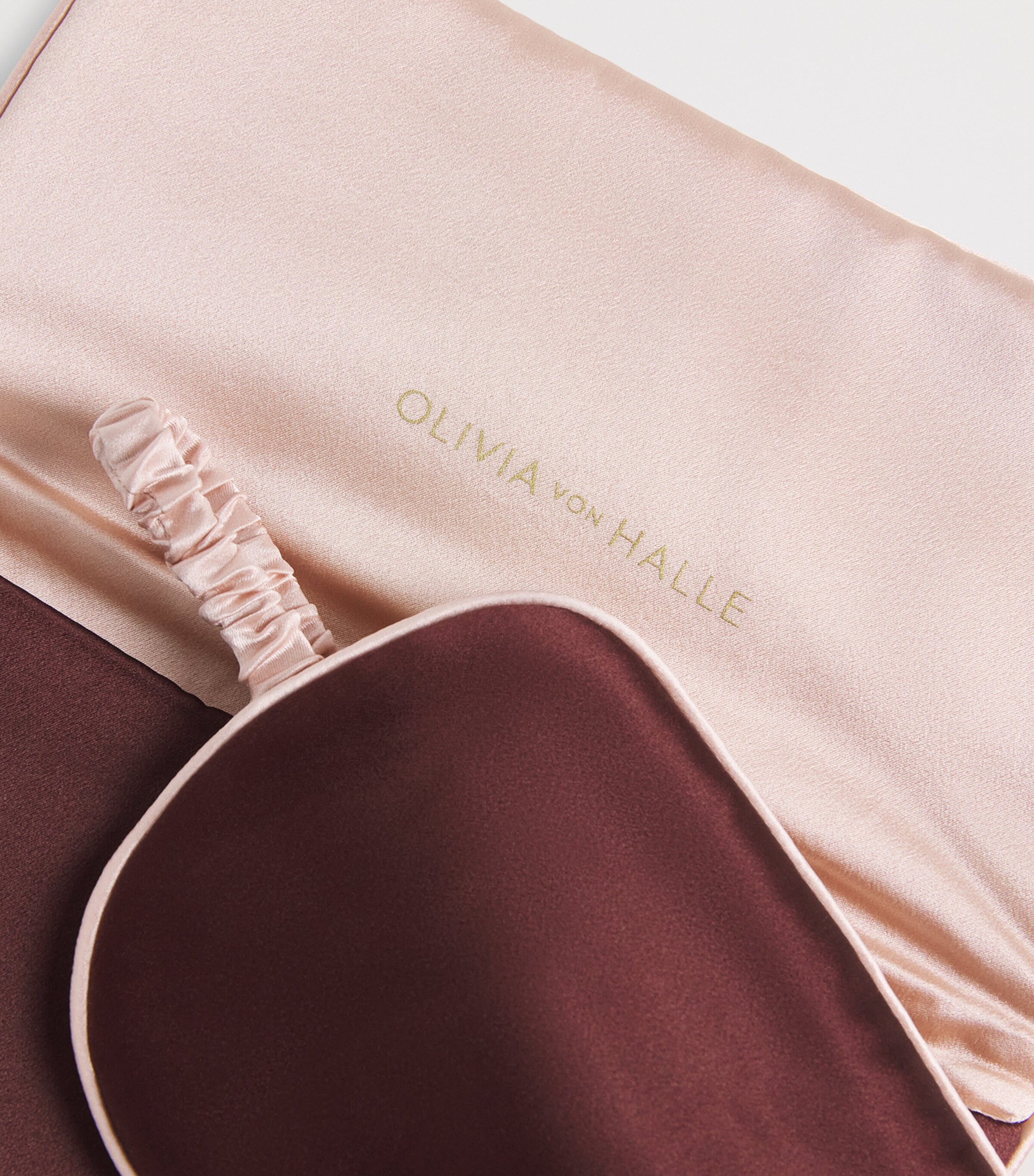 Olivia von Halle Womens Silk Audrey Eye Mask Bordeaux Image 5