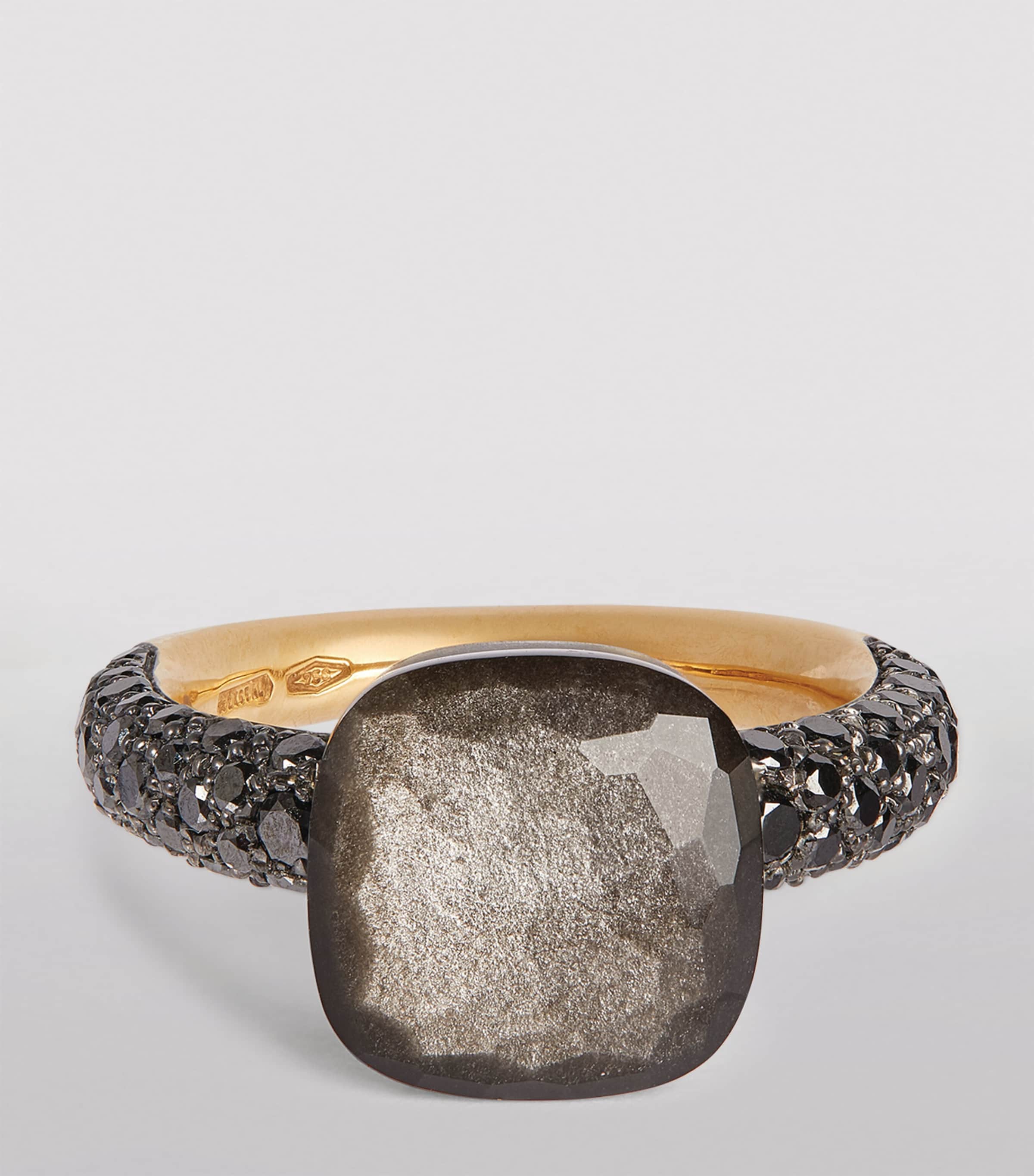 Rose Gold, Titanium, Black Diamond and Obsidian Nudo Ring DBKOS Image 3