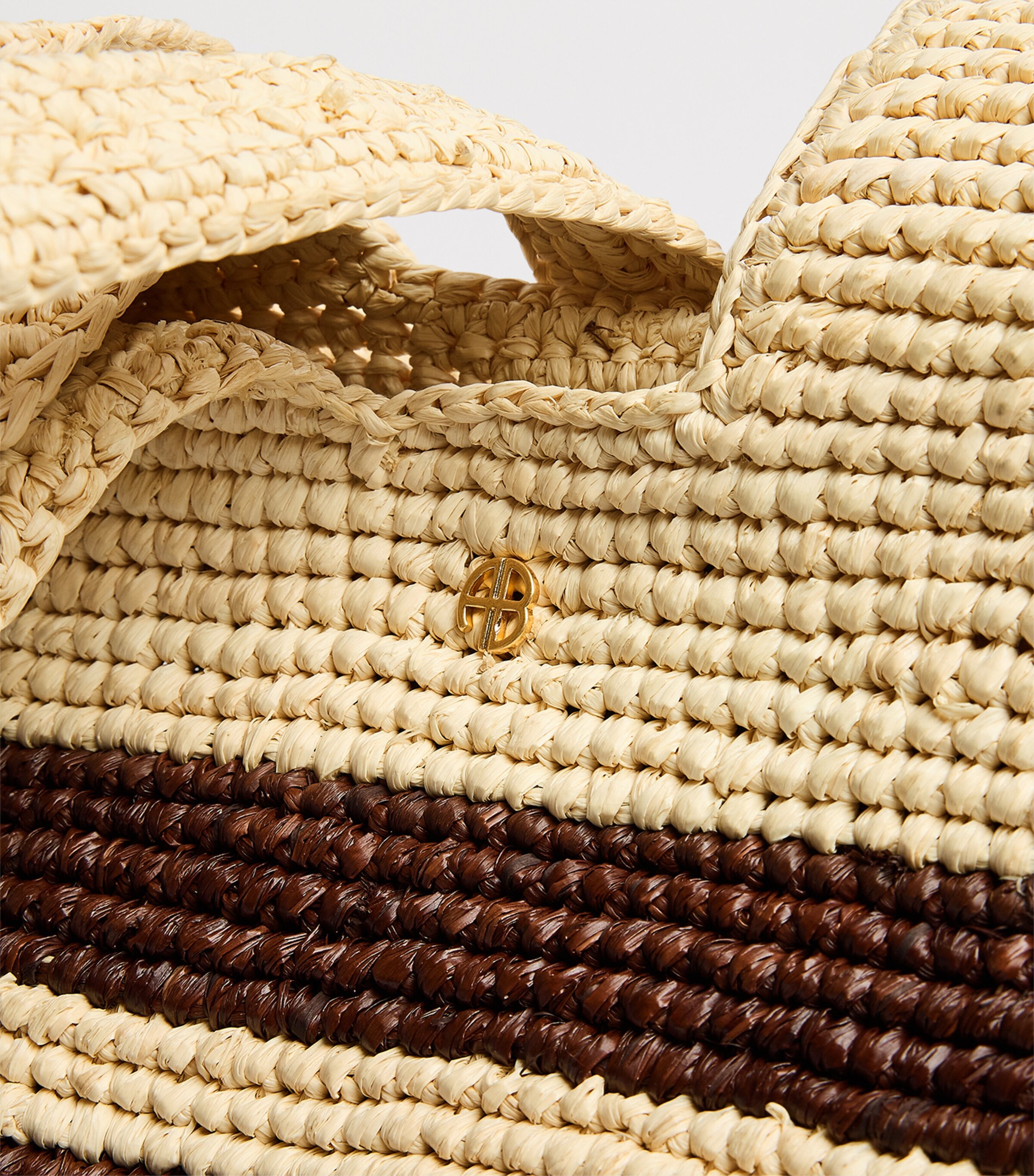 ANINE BING Raffia Stripe Leah Tote Bag Beige Image 6