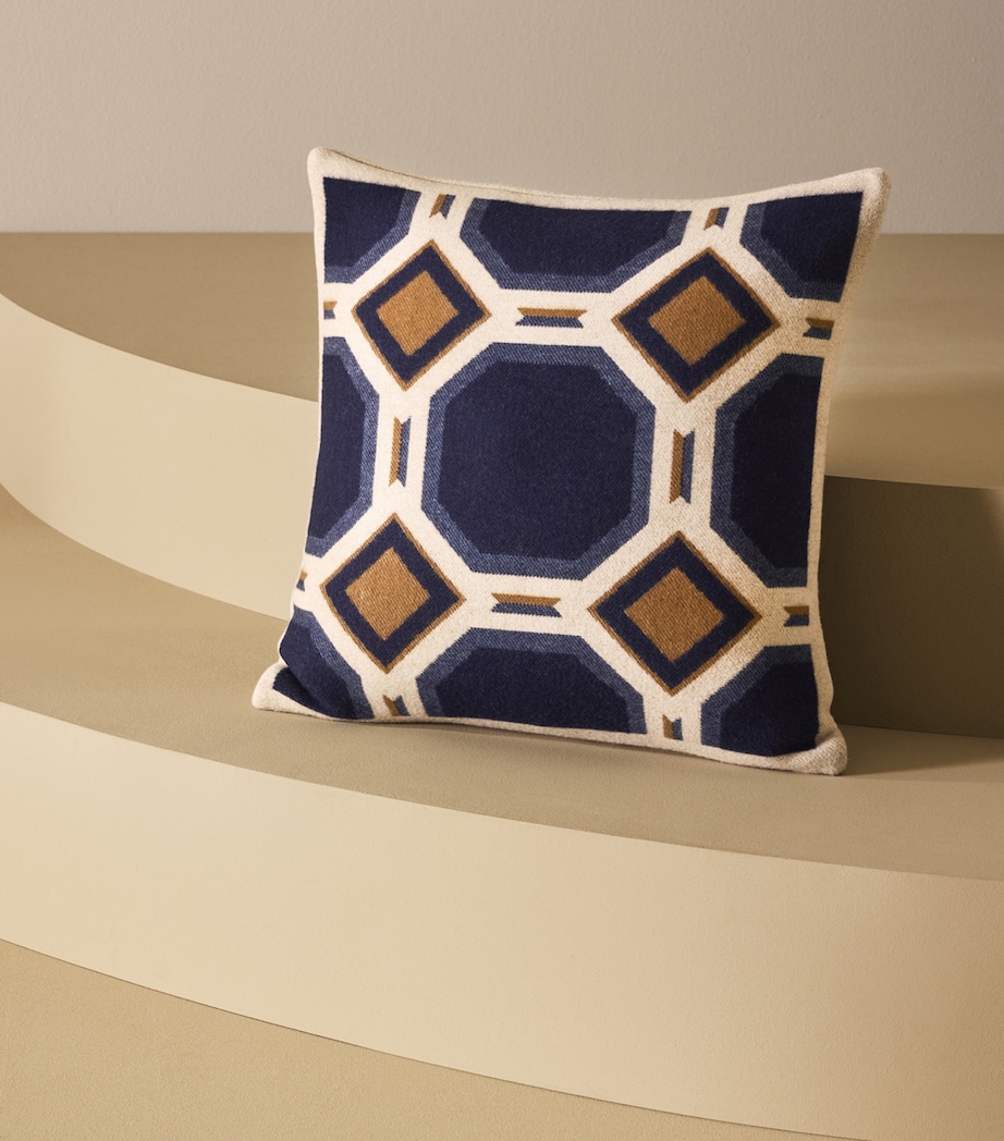 Wool-Cashmere Deco 005 Cushion (50cm x 50cm) 8E30 - BLUE/CREAM Image 5