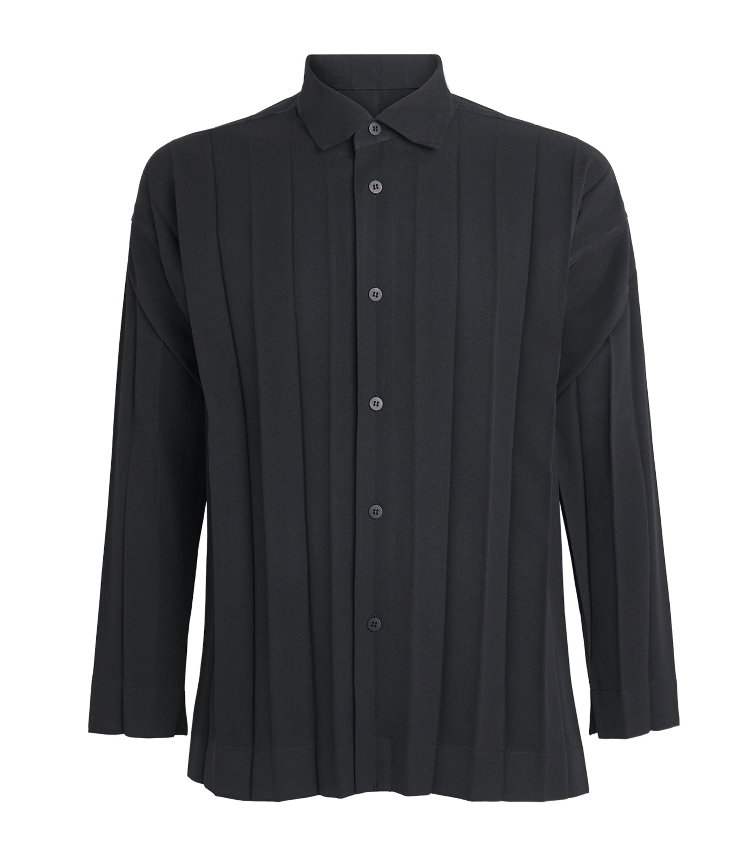 Homme Plissé Issey Miyake Mens Edge Pleat Shirt Black Image 1