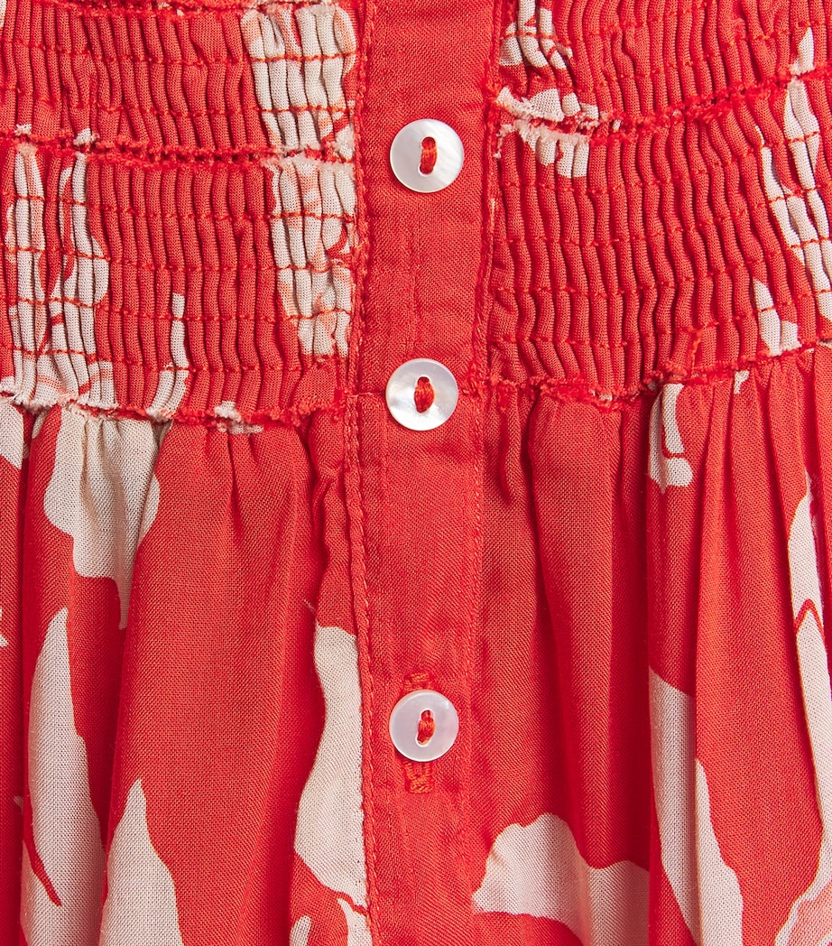 Poupette St Barth Kids Printed Triny Midi Dress (4-12 Years) Coral Palm Beach Image 3