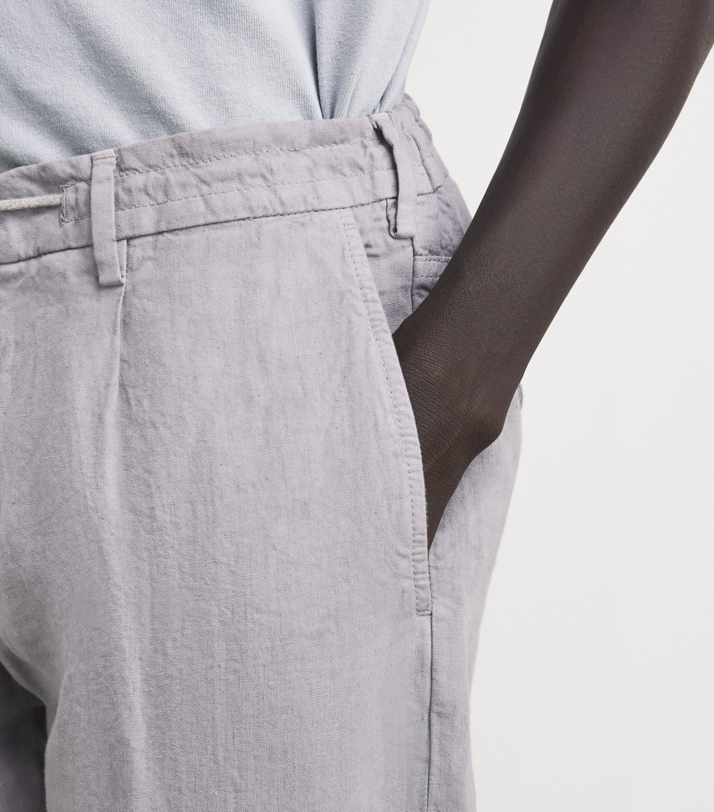 VIP【関税送料無料】希少 ELEVENTY GREY LINEN AND WOOL PANTS Eleventy Linen Drawstring-Detail Trousers | Harrods US