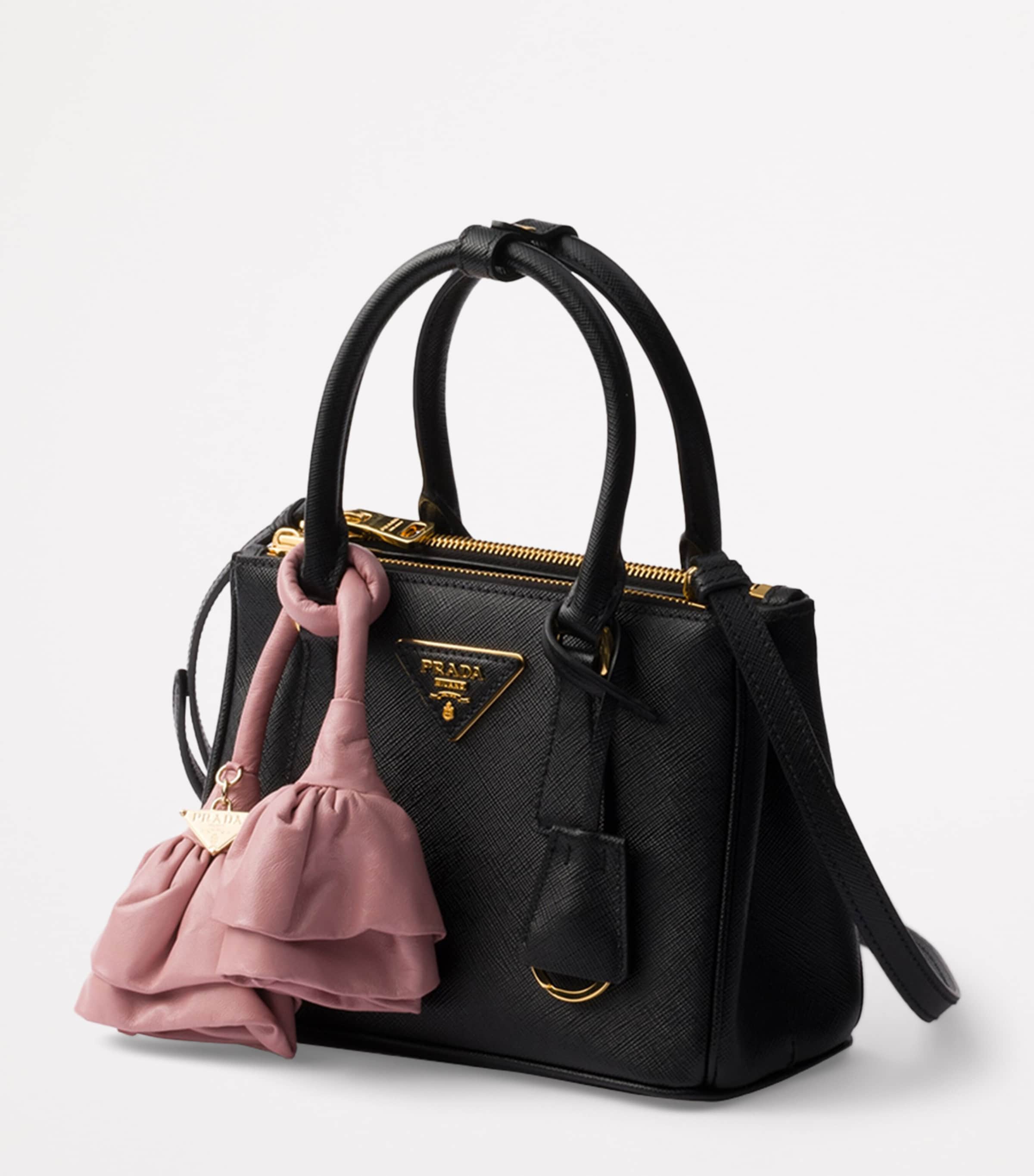Prada Black Mini Leather Galleria Top-Handle Bag | Harrods UK