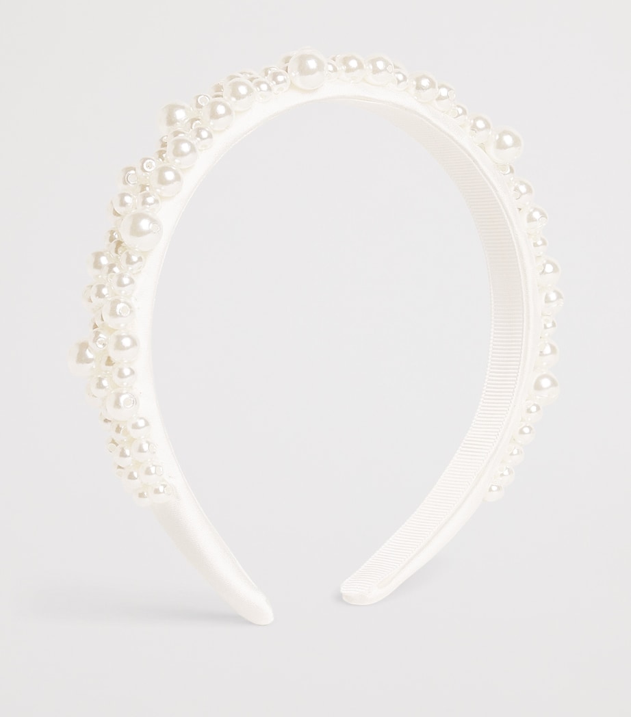 Self-Portrait Kids Satin Faux Pearl Headband Image 2