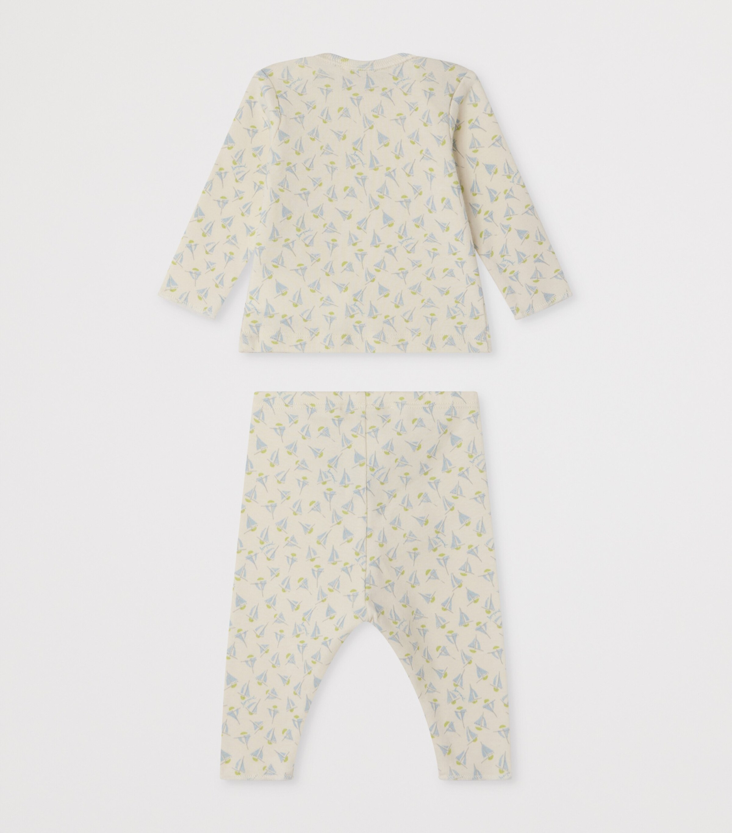 Bonpoint Cotton Boat Top and Leggings Set (1-18 Months) Imp Bleu Gris Image 2