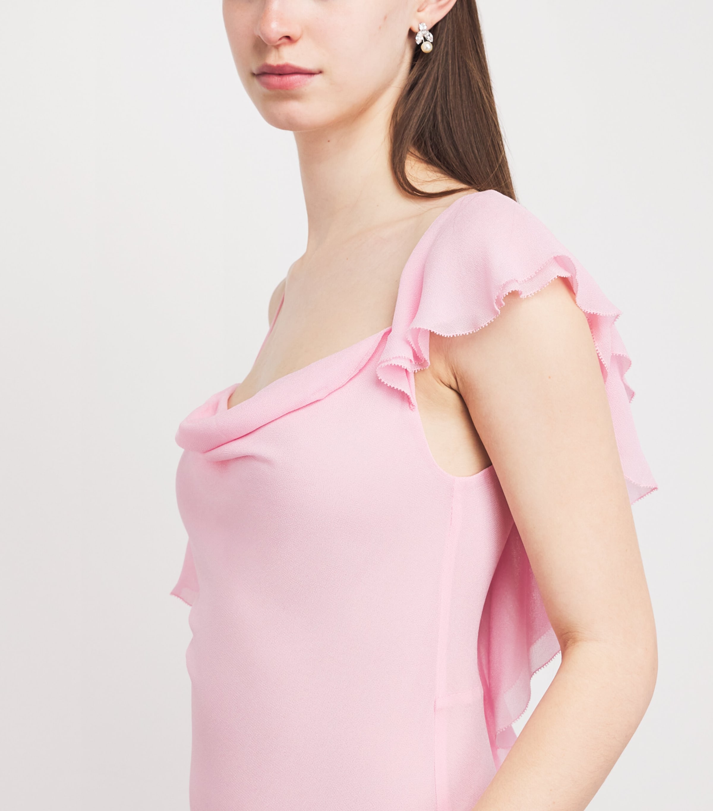 Self-Portrait Womens Georgette Ruffled One-Shoulder Maxi Dress Pink Image 3