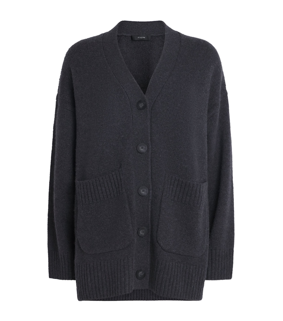 Luxe Cashmere V-Neck Cardigan DARK SMOKE Image 1