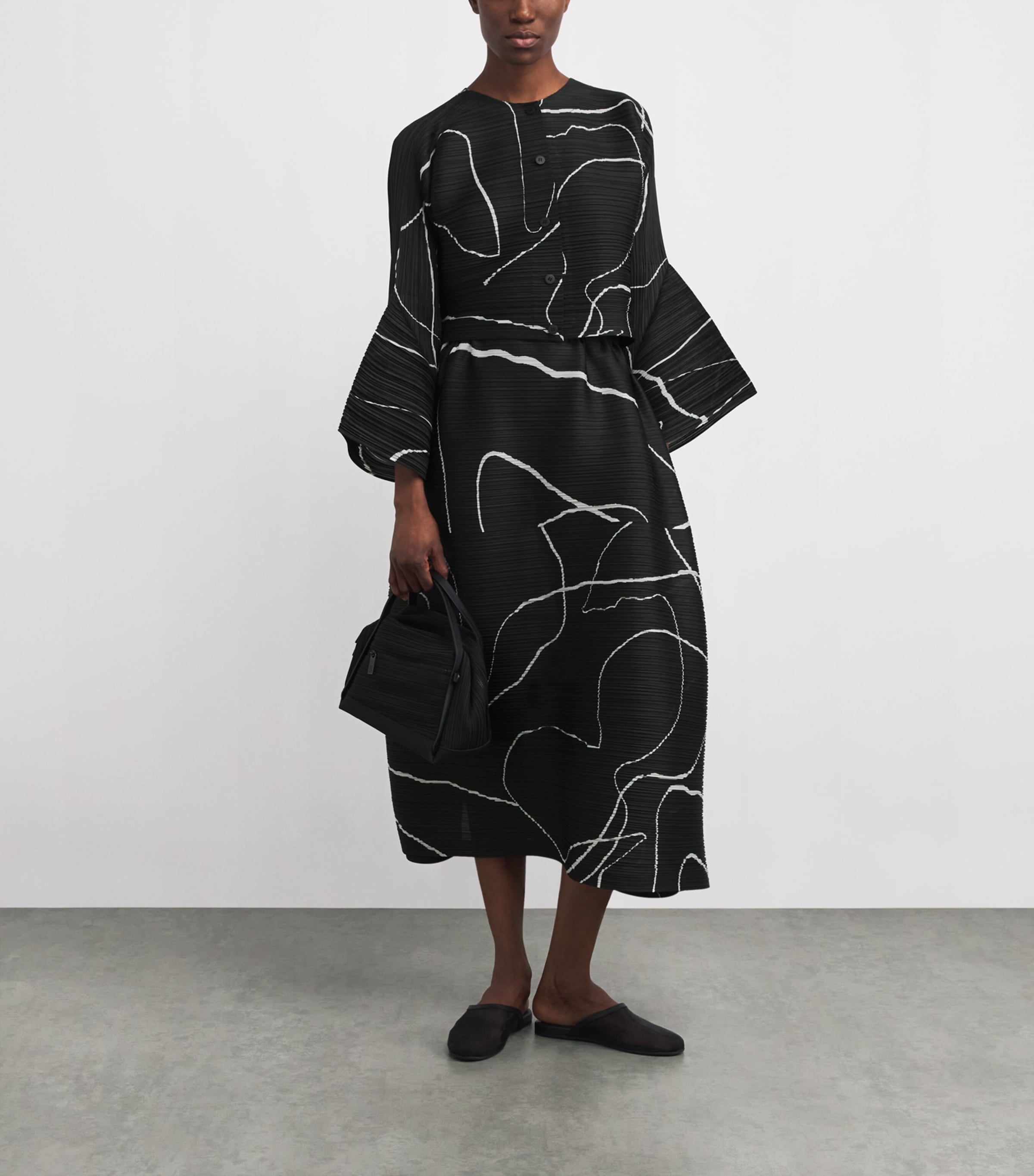 Printed Pause Midi Skirt BLACK Image 2