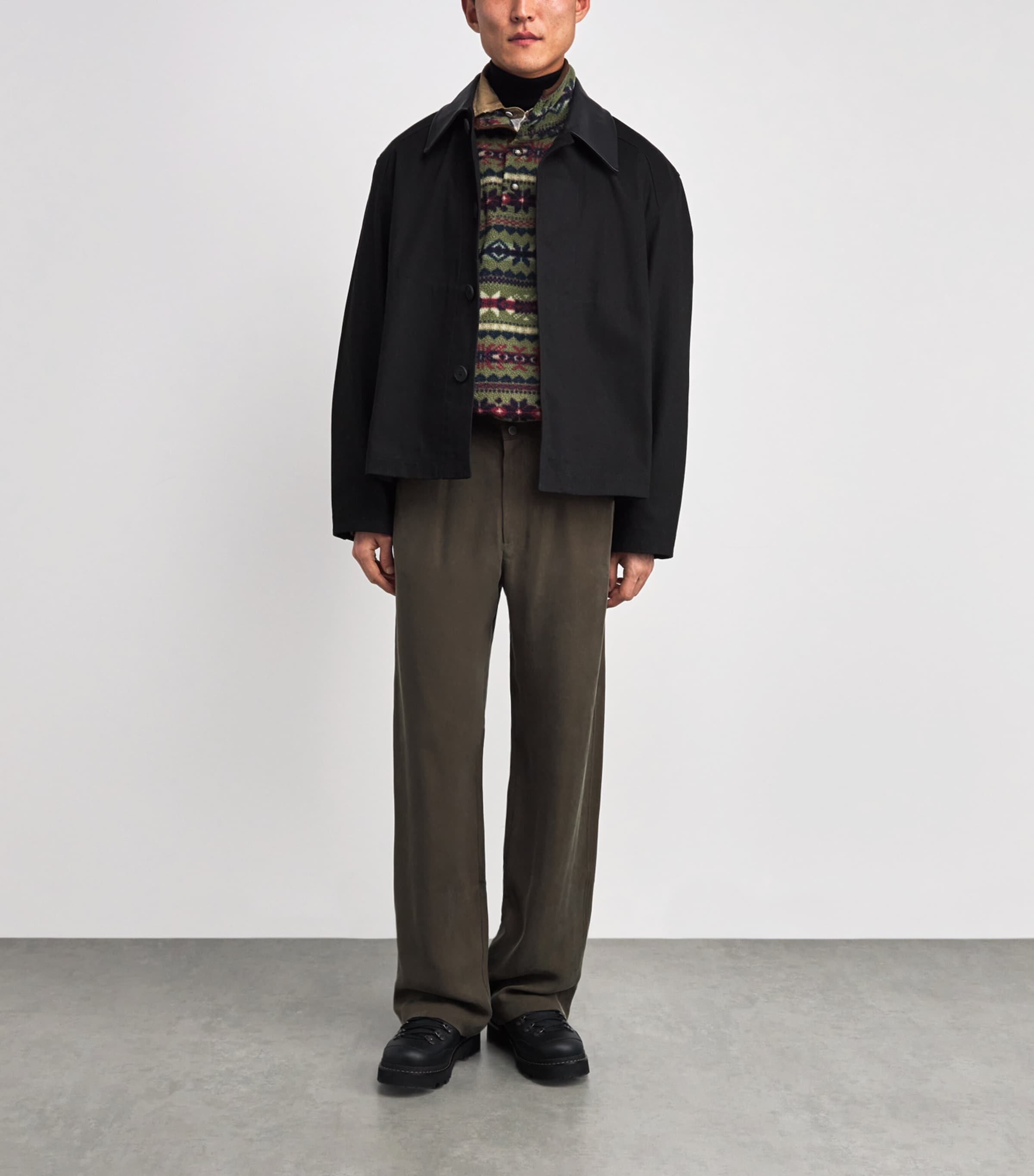 Fleece Fair Isle Sweater OLIVE Image 2