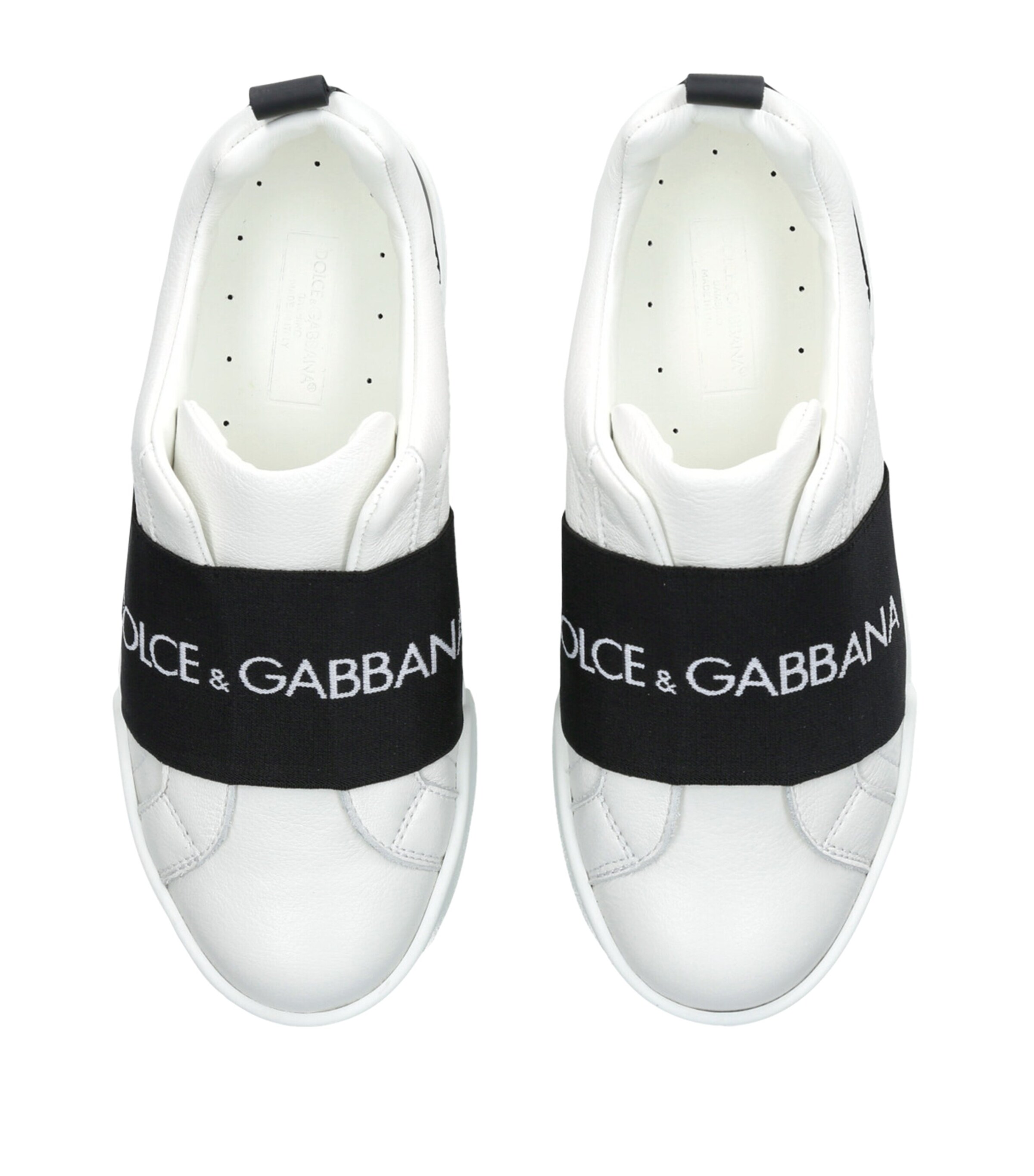 Dolce&Gabbana Kids Leather Logo Sneakers White/blk Image 4
