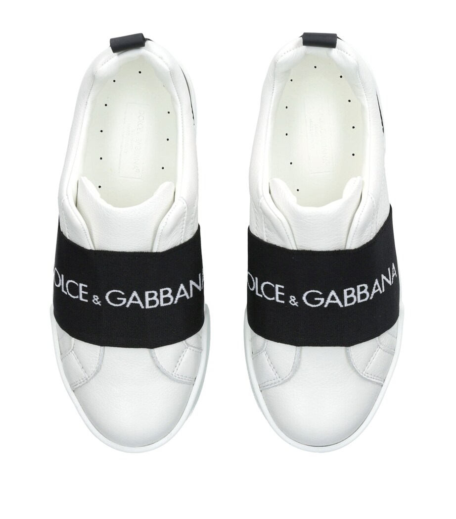 Dolce&Gabbana Kids Leather Logo Sneakers White/blk Image 4