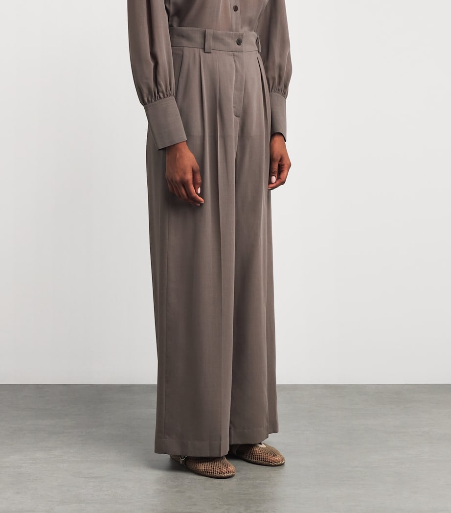 Virgin Wool Voile Forest Trousers MUSHROOM Image 3