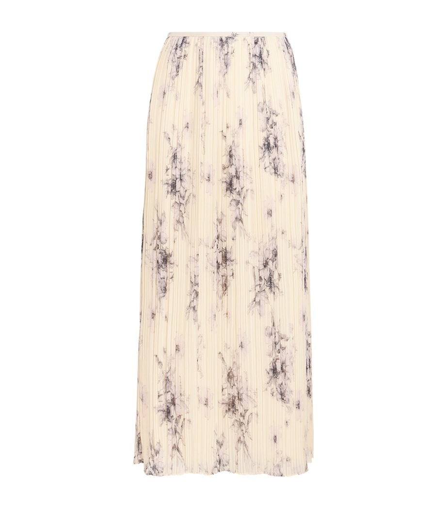 Cinq A Sept Womens Delaine Pleated Midi Skirt Gardenia/black Image 1