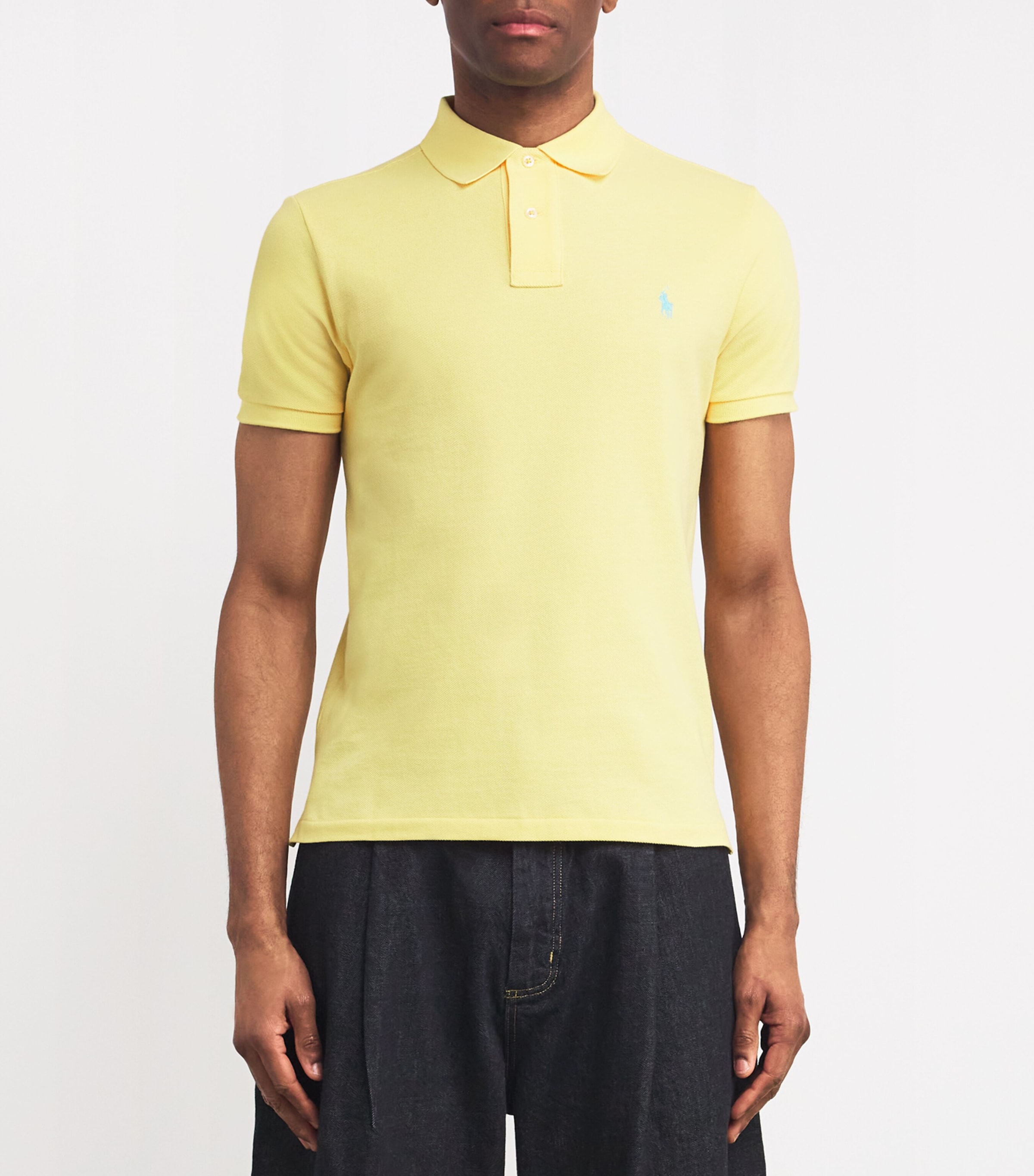 Cotton Mesh Slim-Fit Polo Shirt YELLOW Image 3
