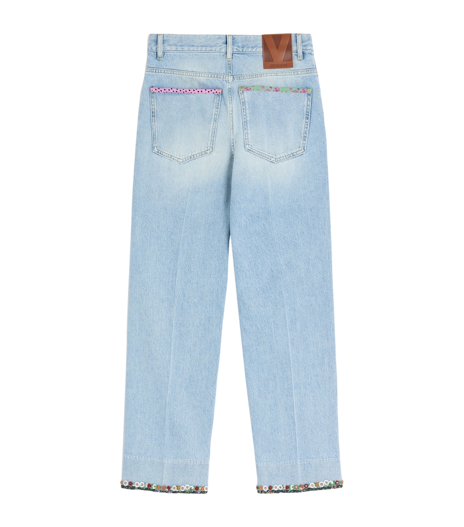 Valentino Womens Embroidered Straight Jeans Image 2