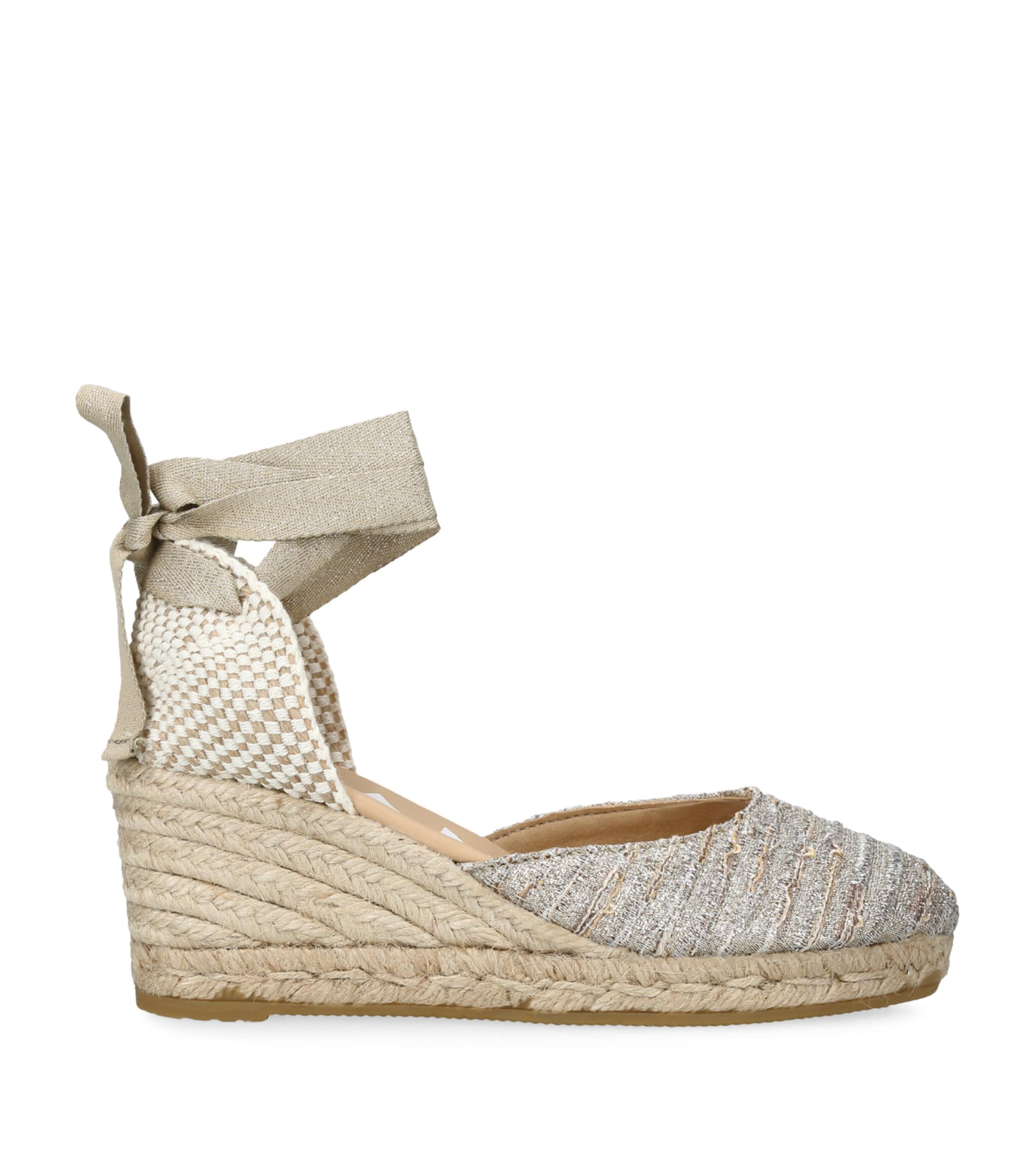 Manebi Hamptons Wedge Espadrilles 80 In Gold