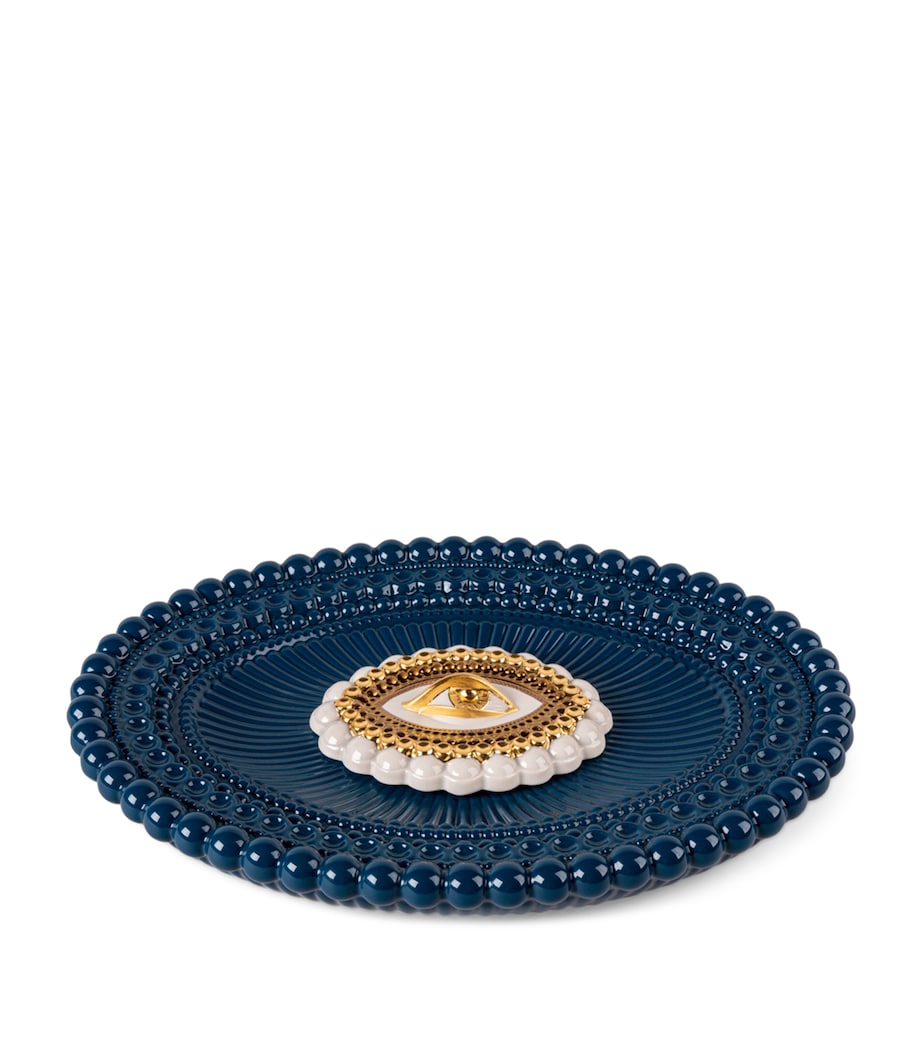 Lladró Porcelain Lover's Eyes Trinket Tray (32cm) White, Blue & Gold Image 1